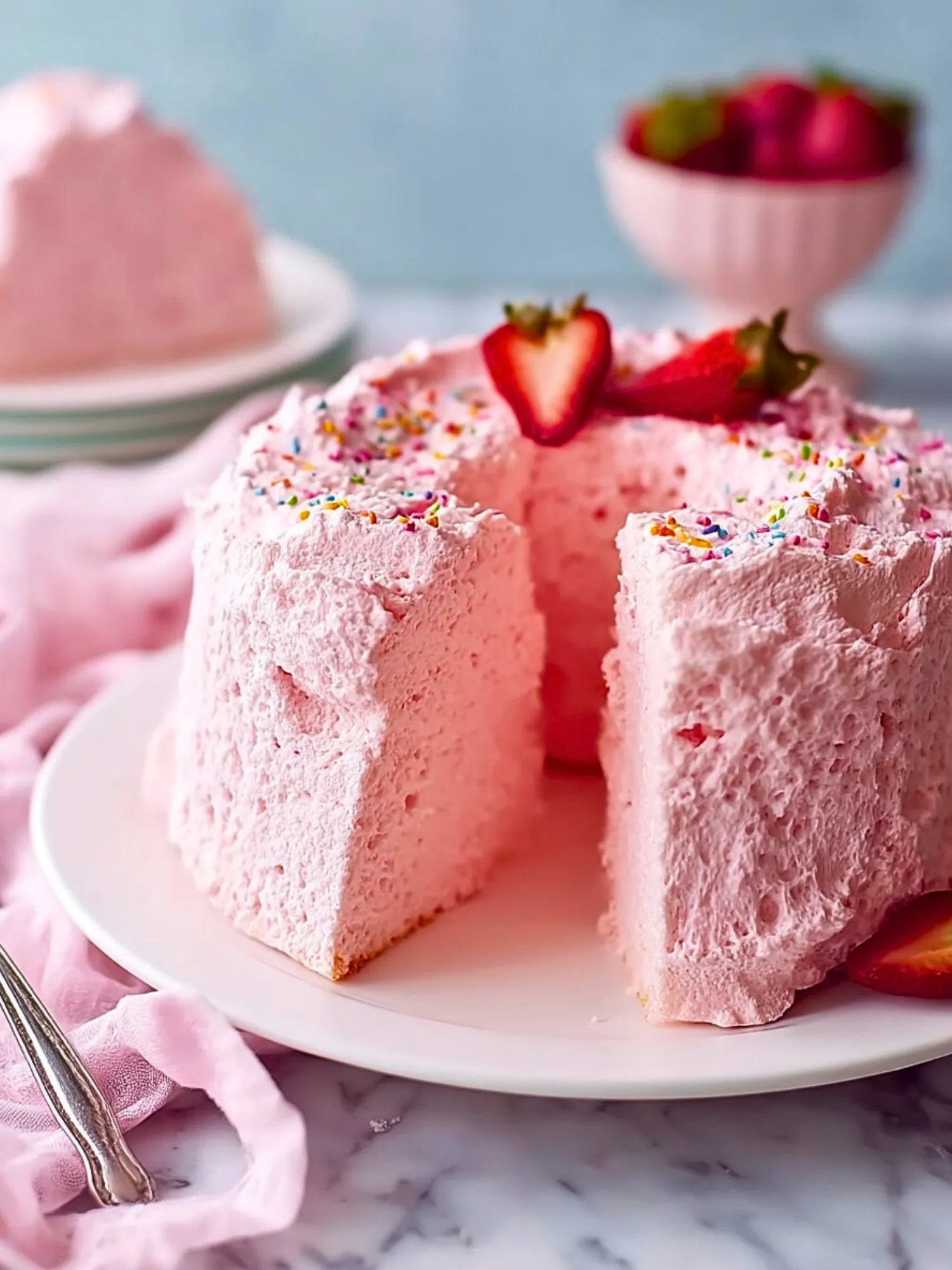 Beautiful Pink Angel Food Cake - 3