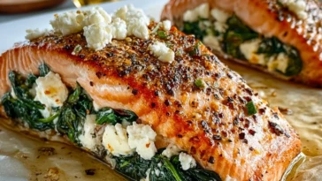 Spinach and Feta Stuffed Salmon - 1