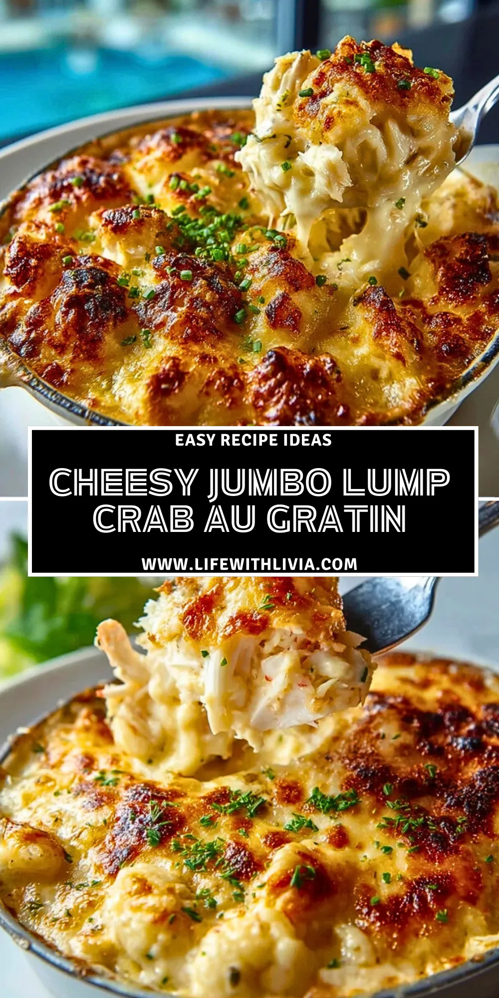 Cheesy Jumbo Lump Crab Au Gratin - Pin 1