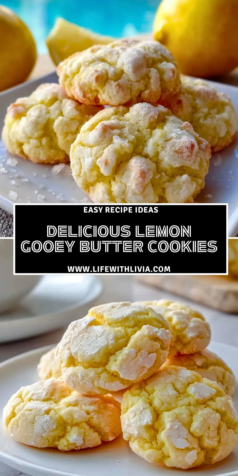 Delicious Lemon Gooey Butter Cookies - Pin 1