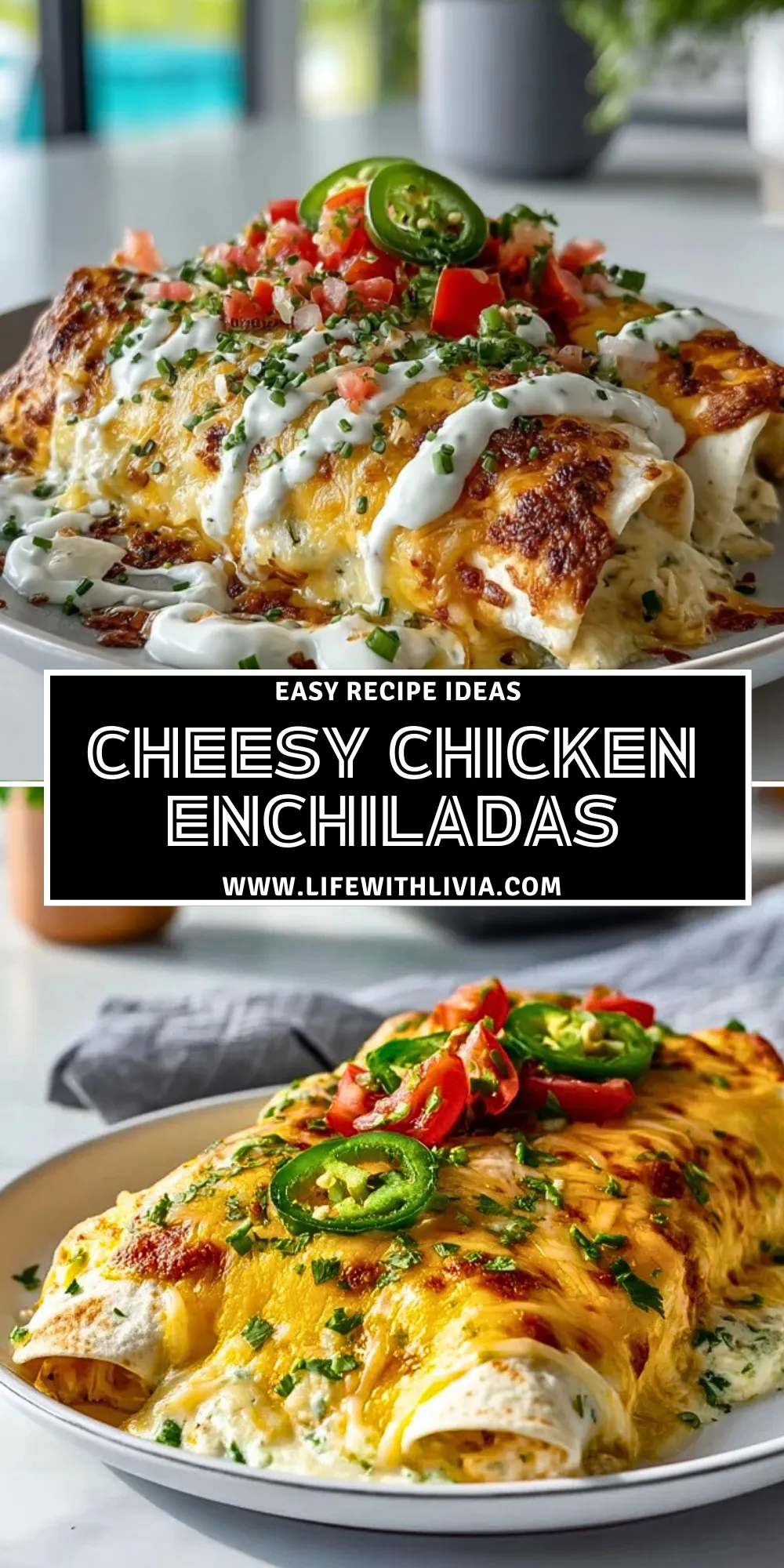 Cheesy Chicken Enchiladas - Pin 1