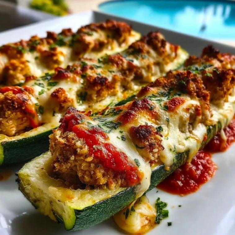 Crispy Chicken Parmesan Stuffed Zucchini Boats - 1