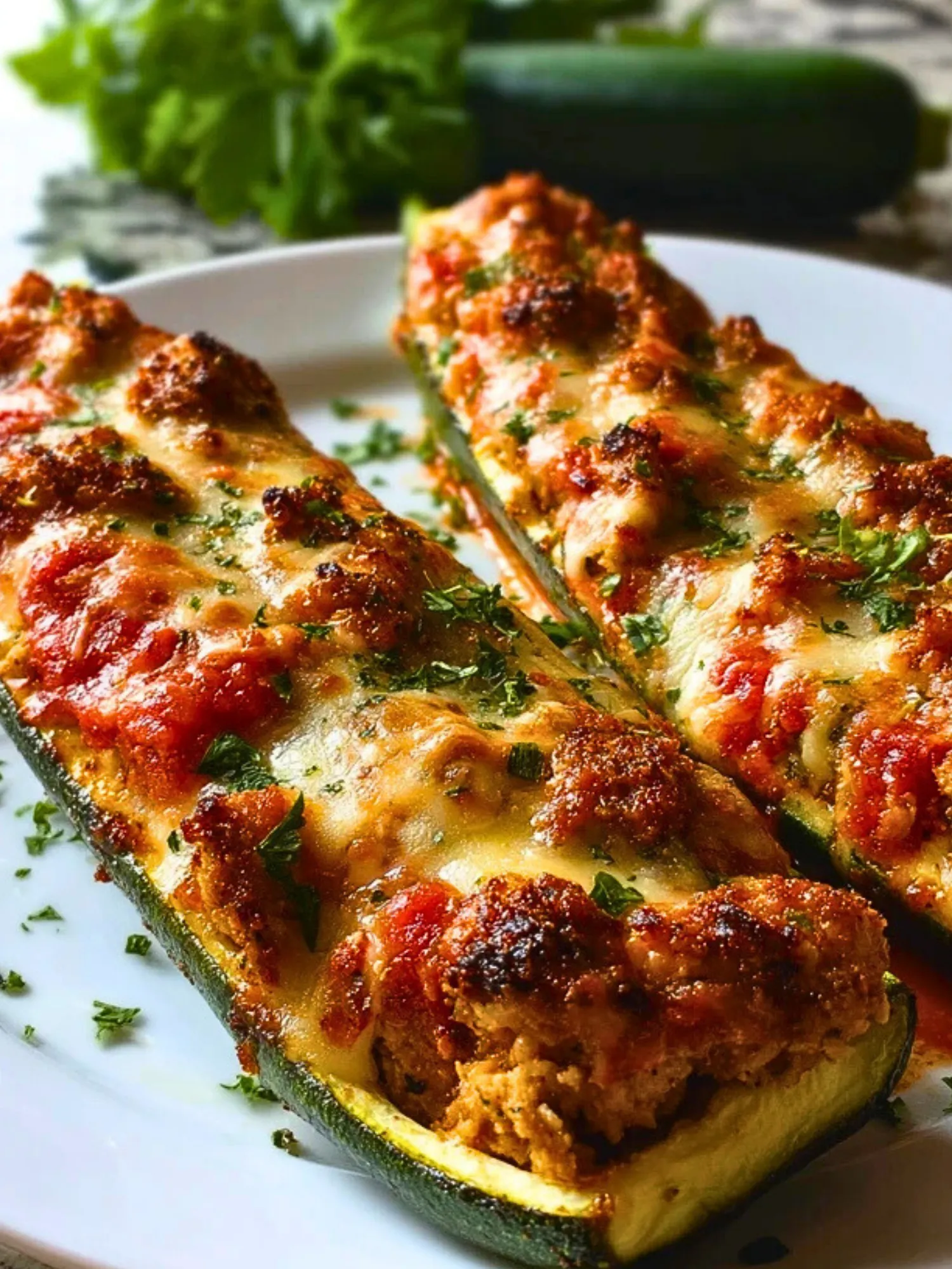 Crispy Chicken Parmesan Stuffed Zucchini Boats - 2