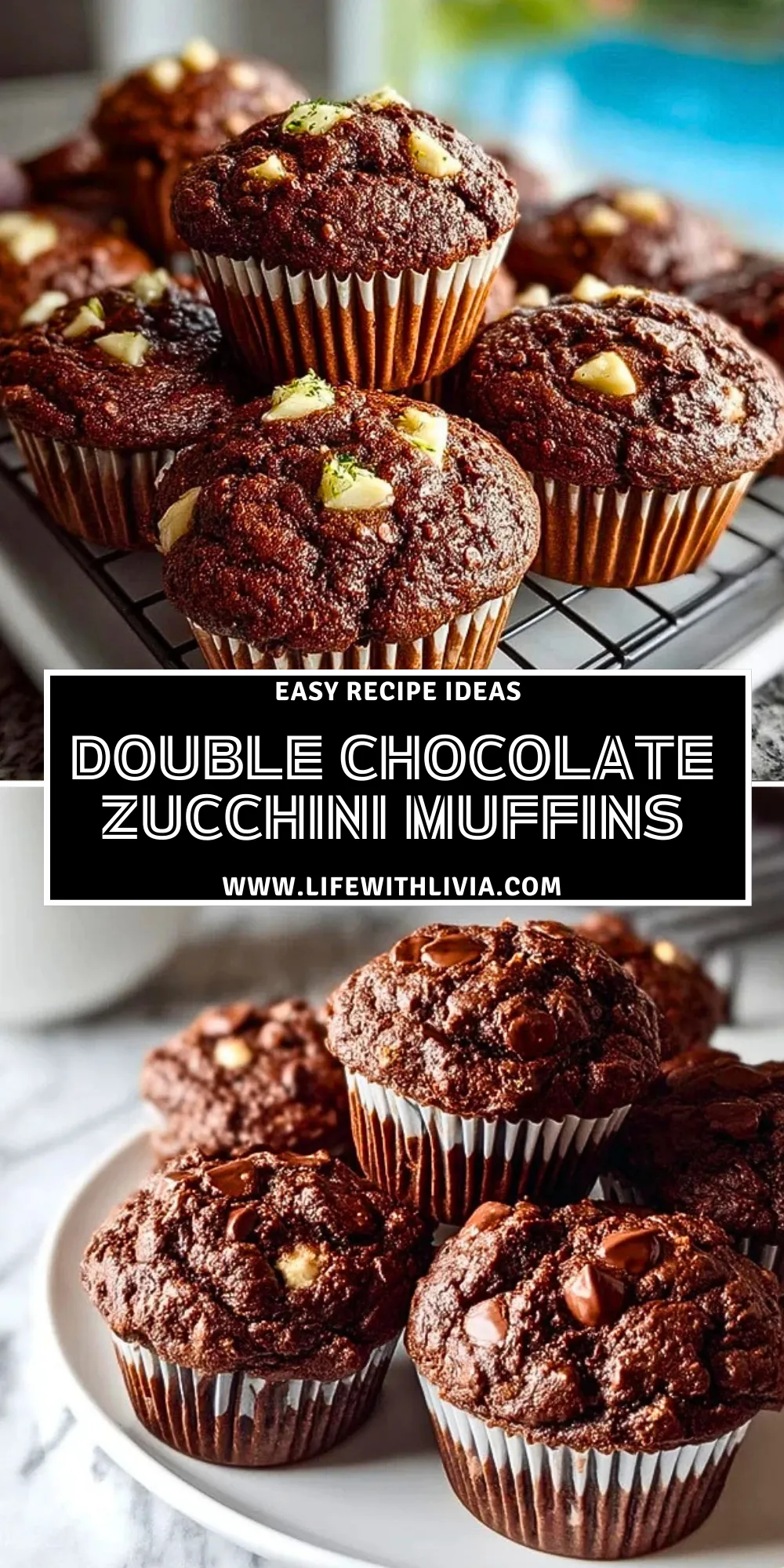 Double Chocolate Zucchini Muffins-Pin 1