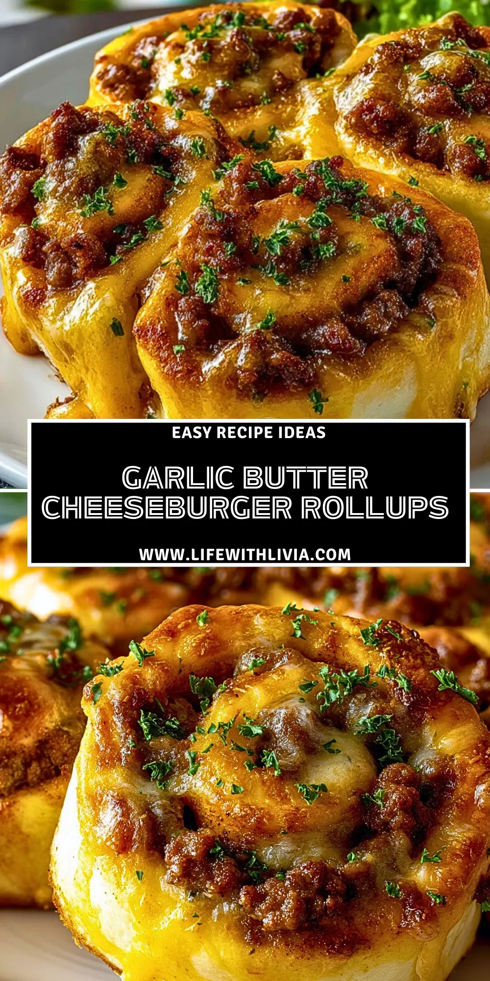 Garlic Butter Cheeseburger Rollups - Pin 1