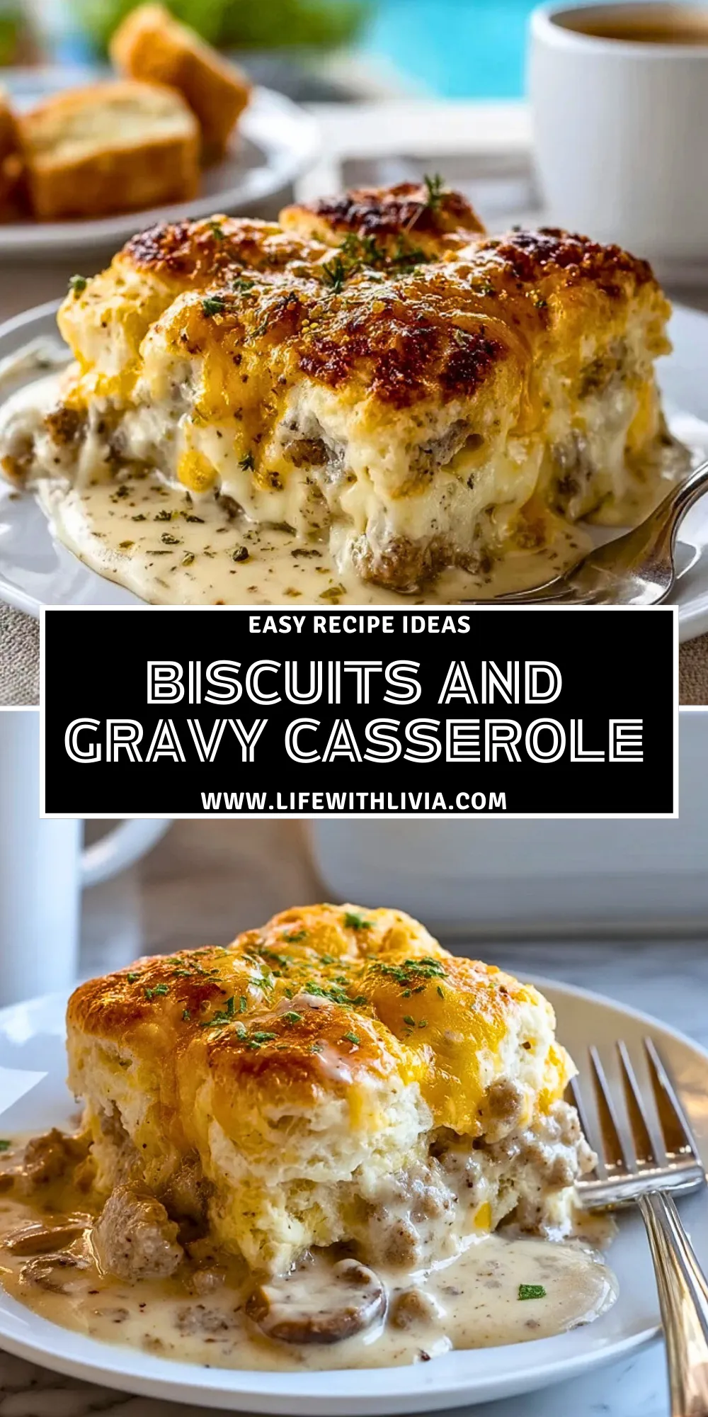 Biscuits and Gravy Casserole - Pin 1