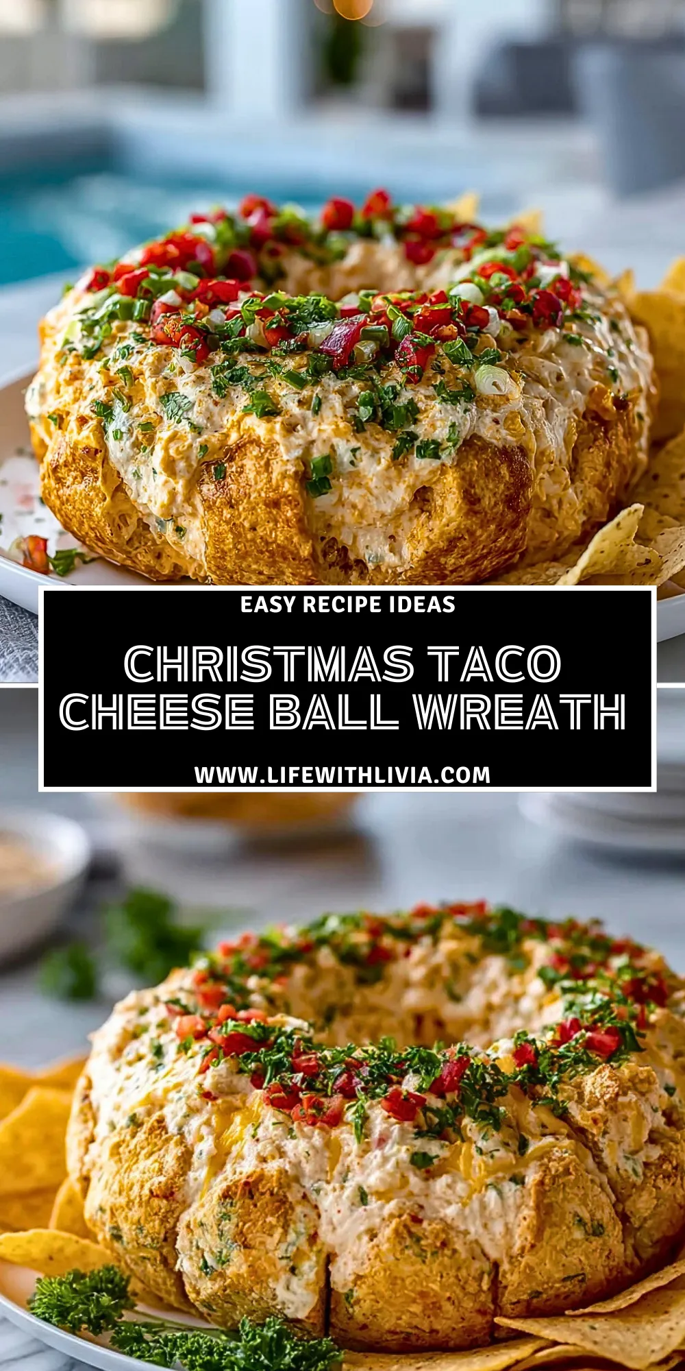 Christmas Taco Cheese Ball Wreath - Pin 1