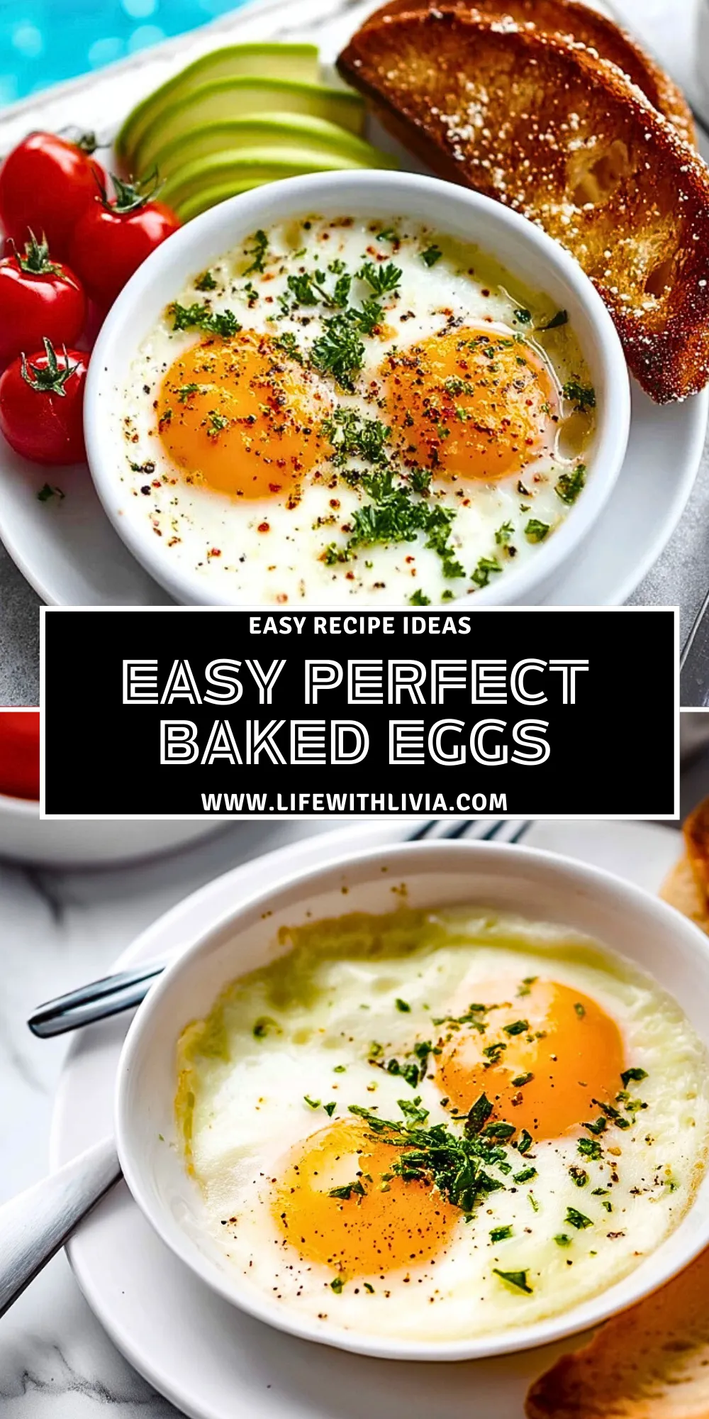 Easy Perfect Baked Eggs - Pin 1