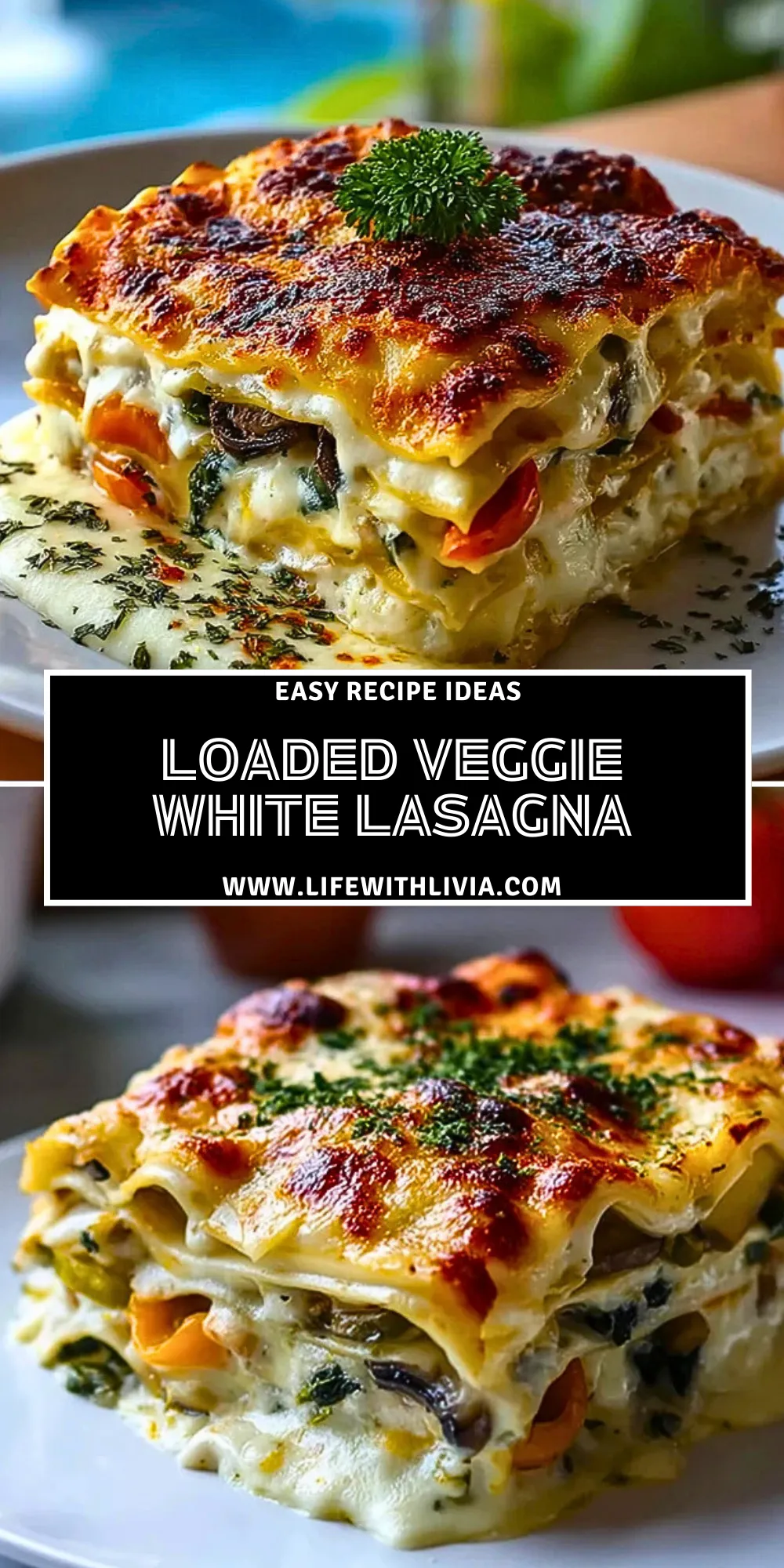 Loaded Veggie White Lasagna - Pin 1