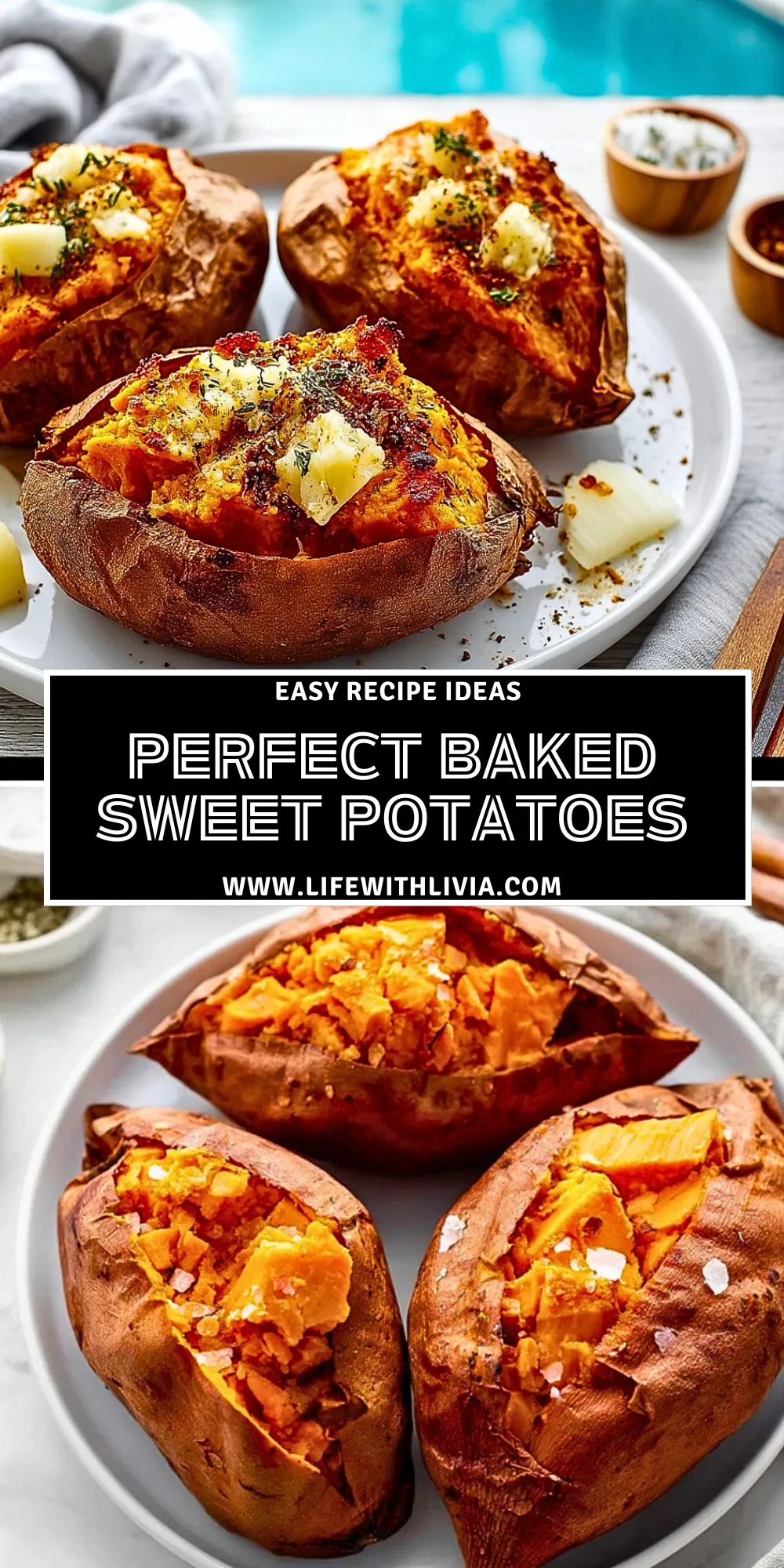 Perfect Baked Sweet Potatoes - Pin 1