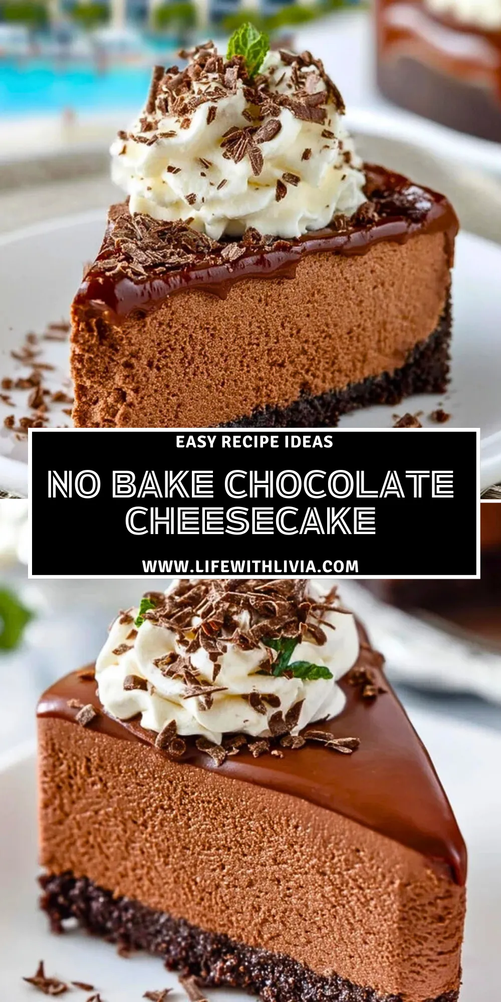 No Bake Chocolate Cheesecake - Pin 1
