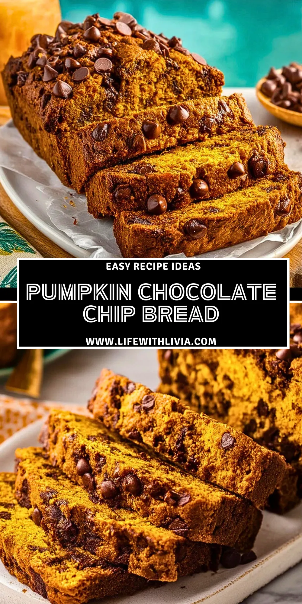 Pumpkin Chocolate Chip Bread - Pin 1