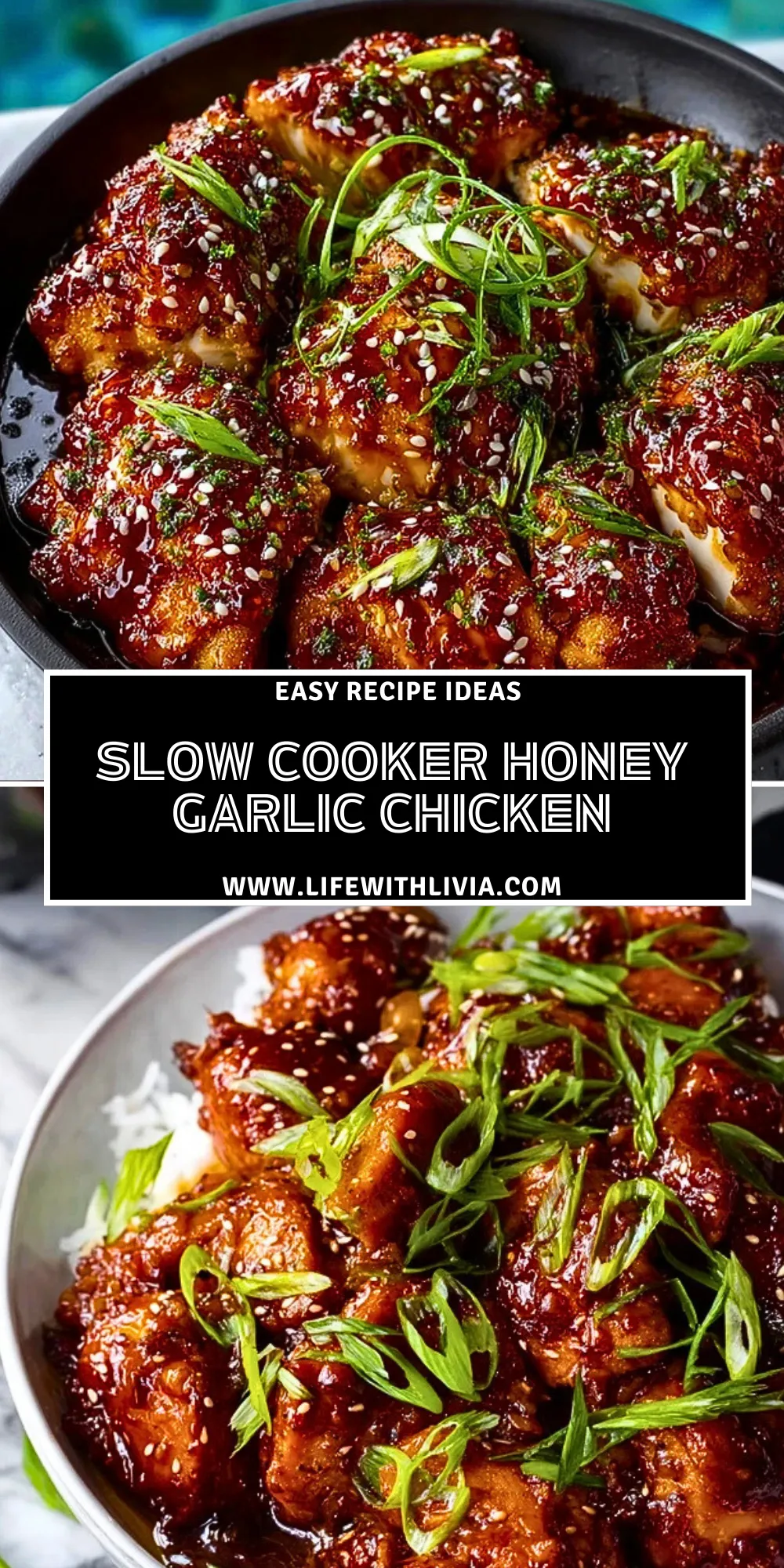 Slow Cooker Honey Garlic Chicken- Pin 1