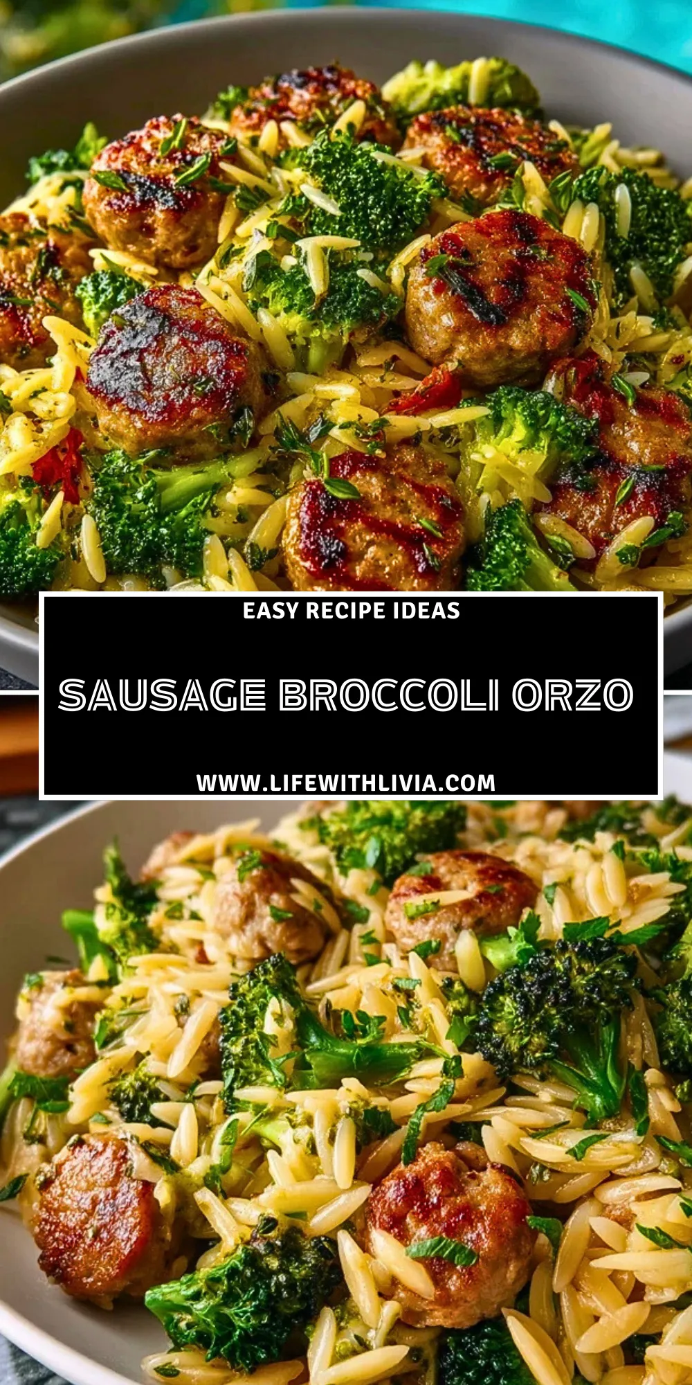 Sausage Broccoli Orzo - Pin 1