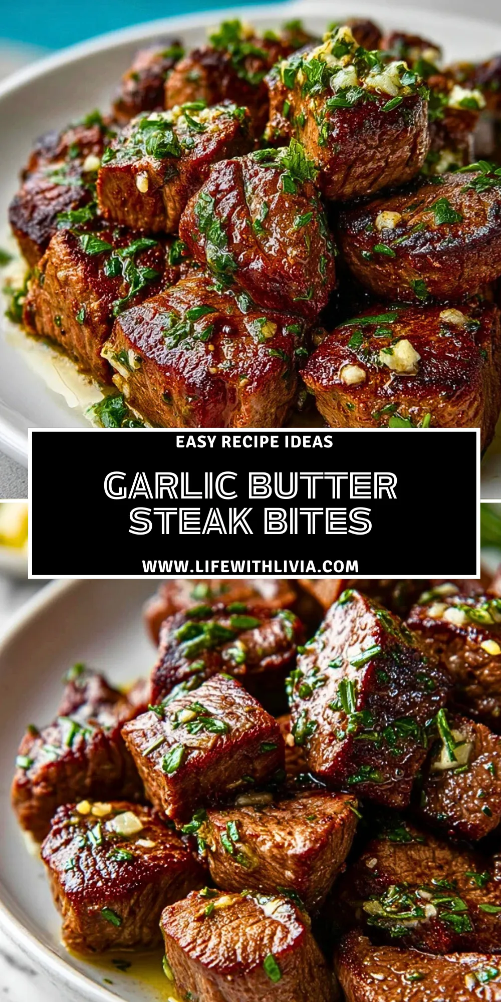 Garlic Butter Steak Bites - Pin 1