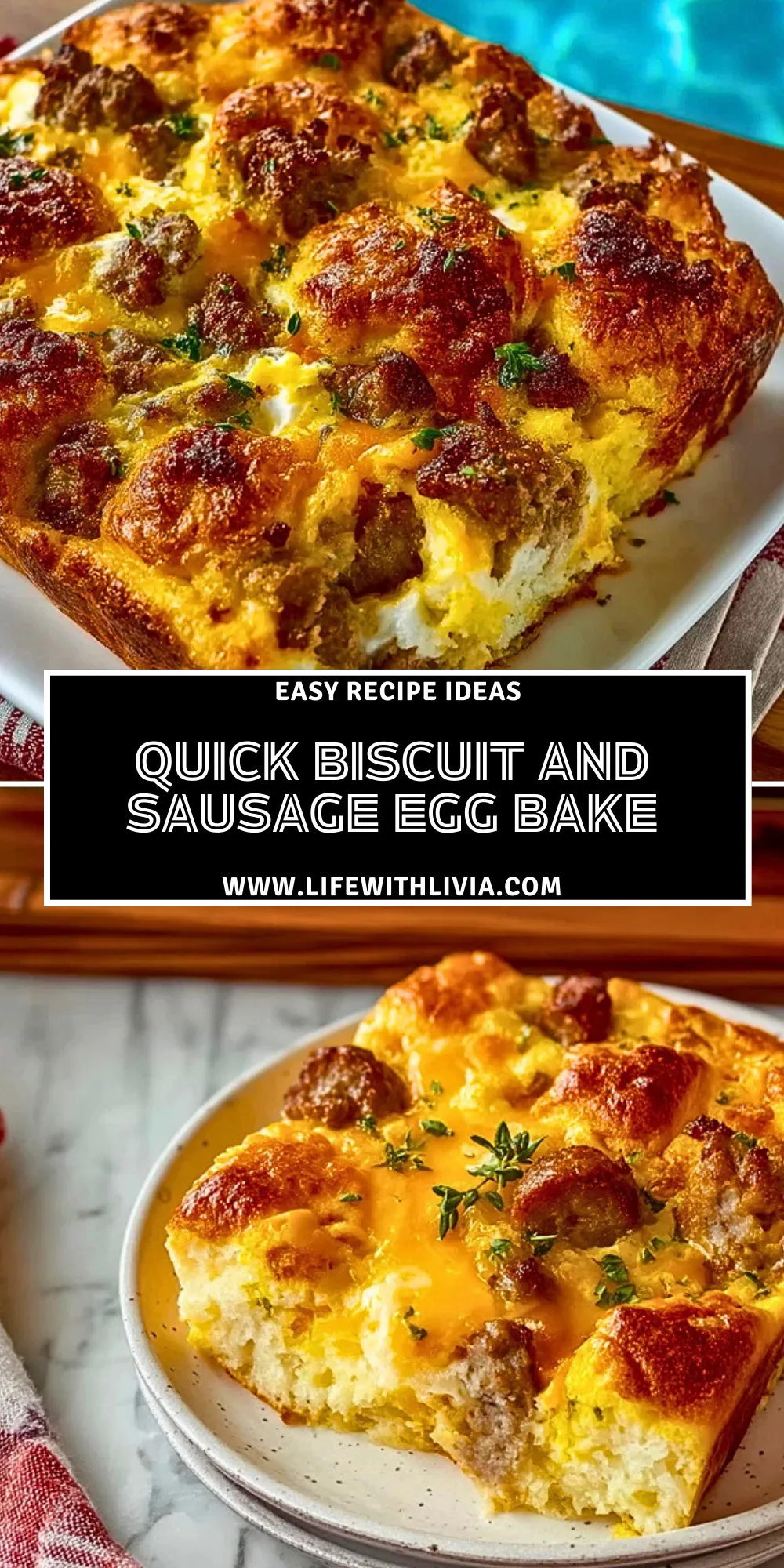 Quick Biscuit And Sausage Egg Bake- Pin 1