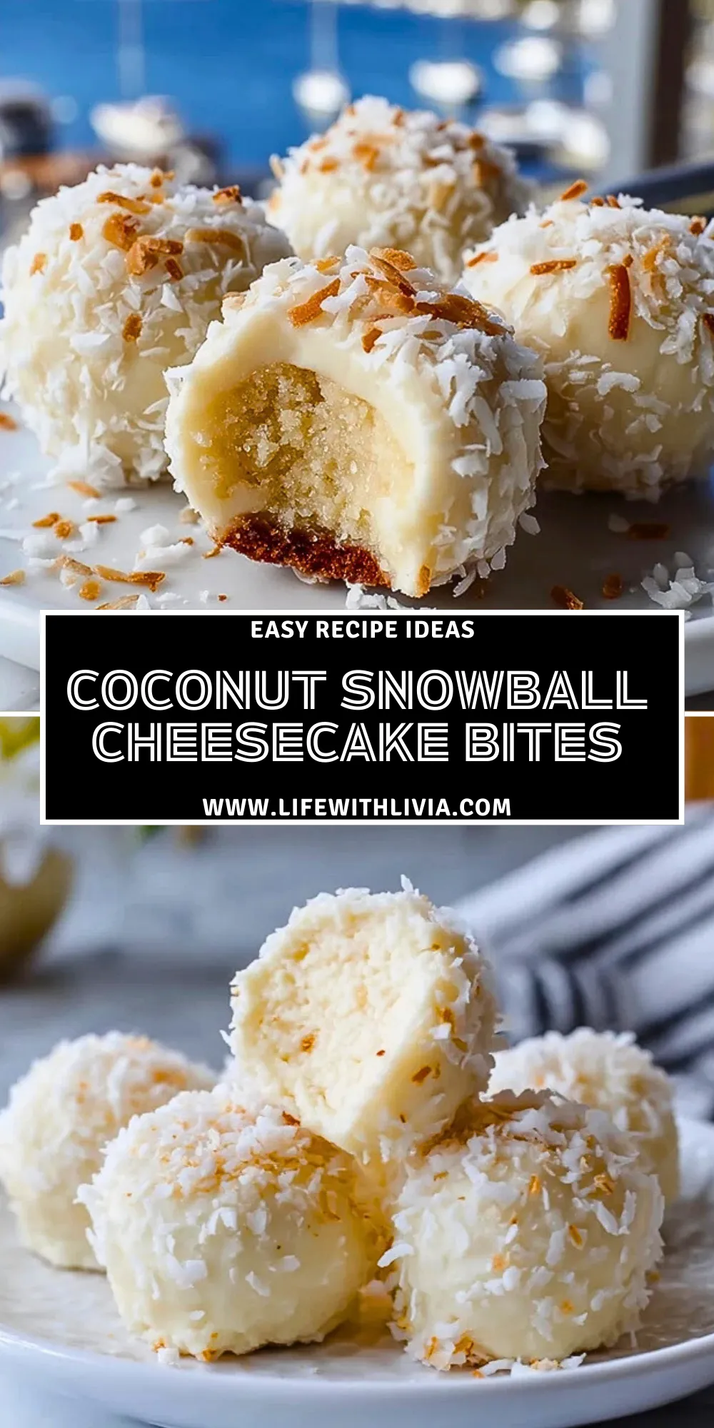 _Coconut Snowball Cheesecake Bites - Pin 1