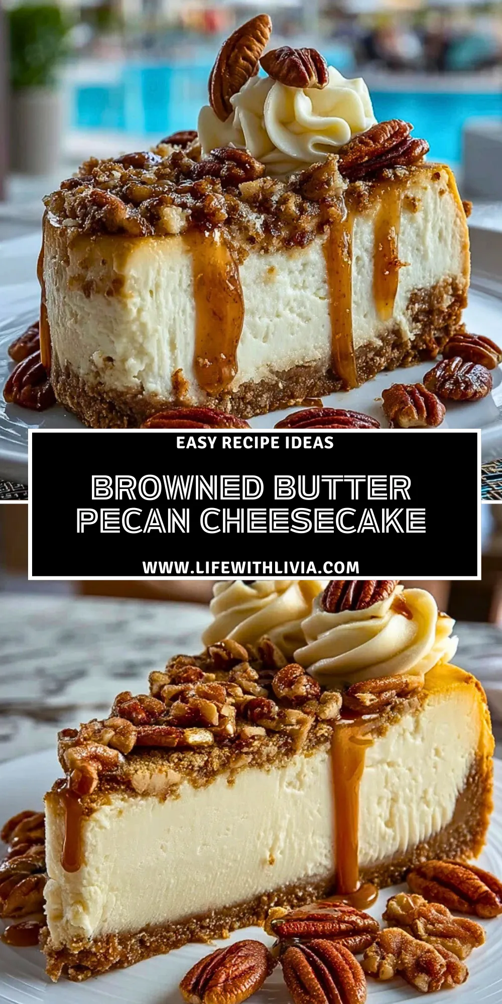 Browned Butter Pecan Cheesecake - Pin 1
