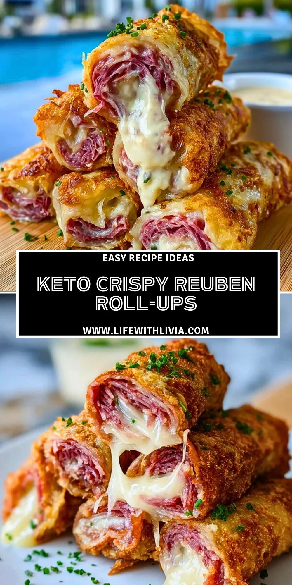 Keto Crispy Reuben Roll-Ups - Pin 1