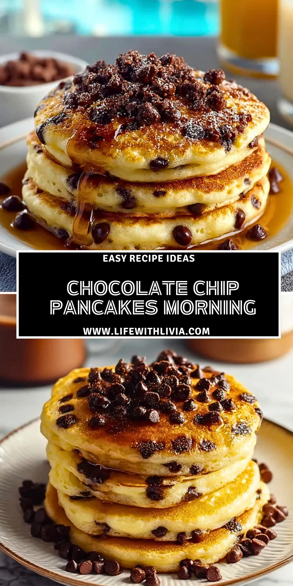 Chocolate Chip Pancakes Morning- Pin 1