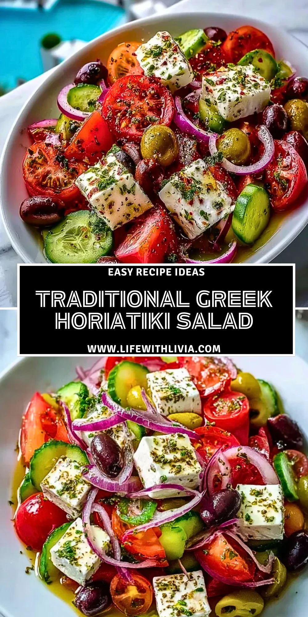 Traditional Greek Horiatiki Salad - Pin 1