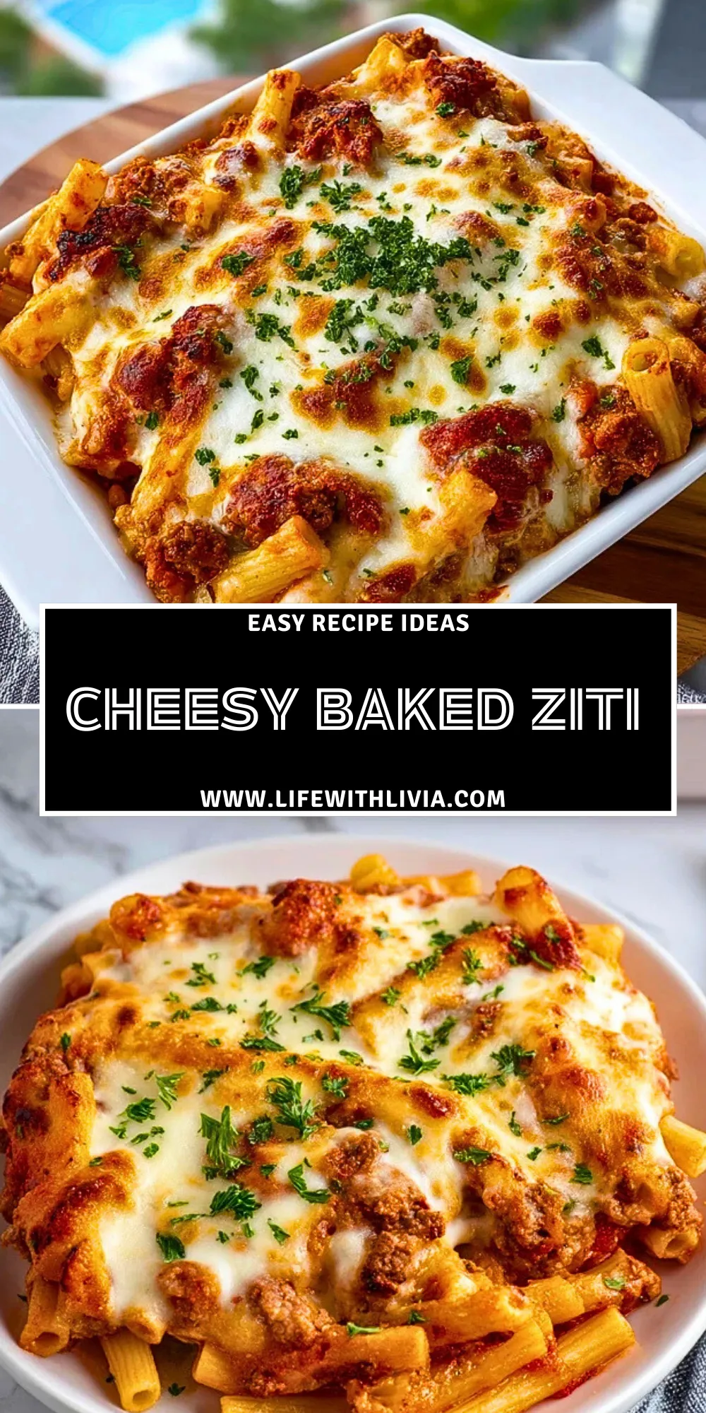 Cheesy Baked Ziti- Pin 1