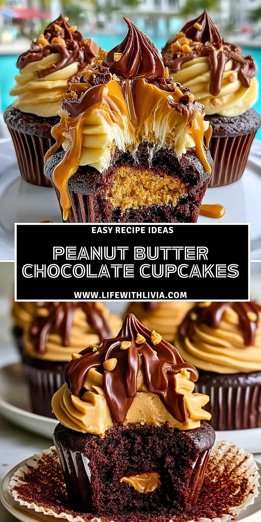 Peanut Butter Chocolate Cupcakes- Pin 1