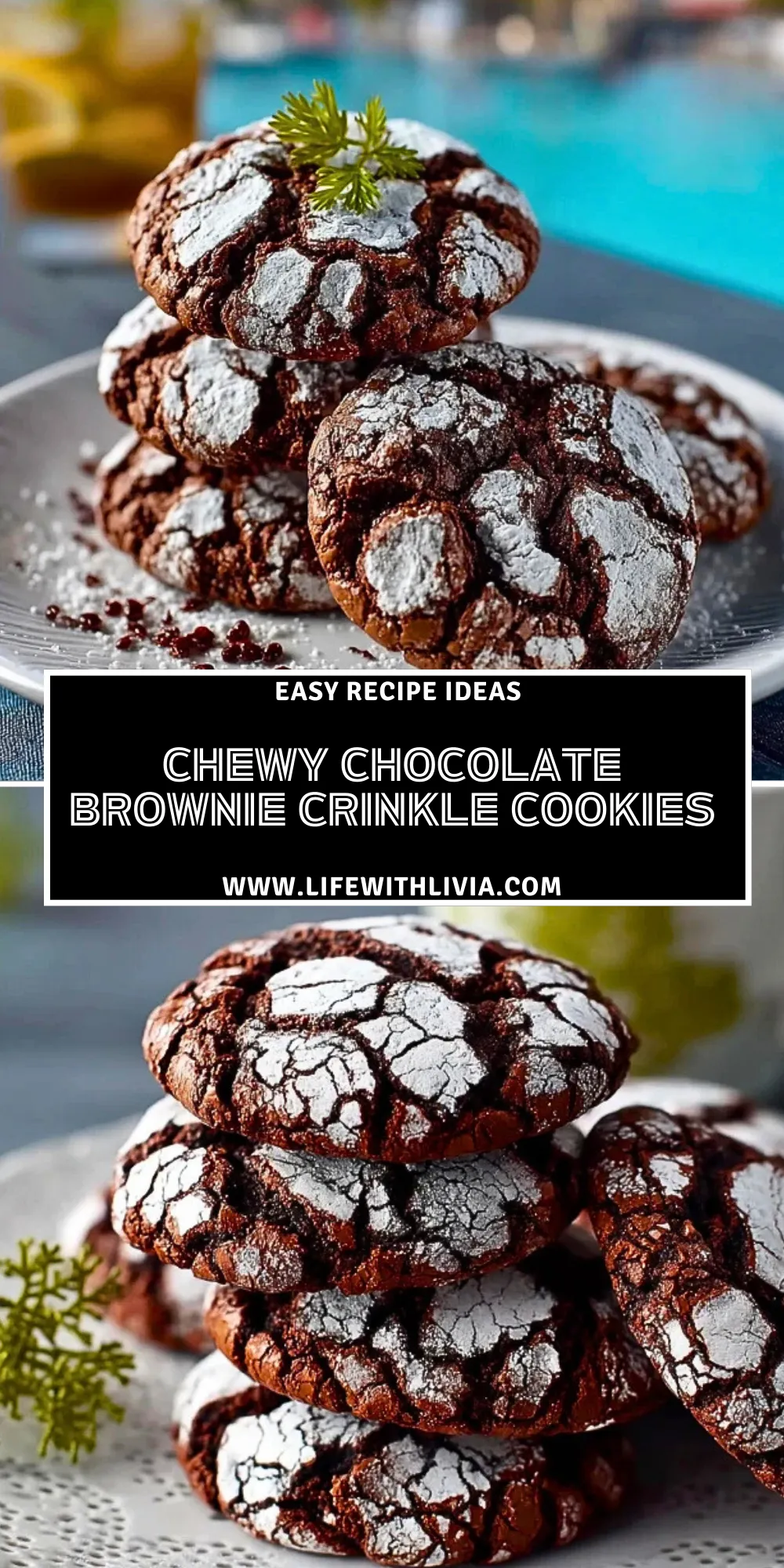 Chewy Chocolate Brownie Crinkle Cookies- Pin 1