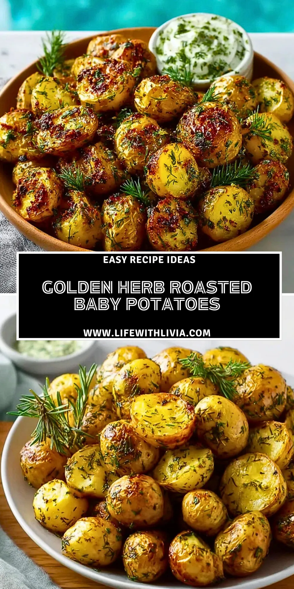 Golden Herb Roasted Baby Potatoes- Pin 1