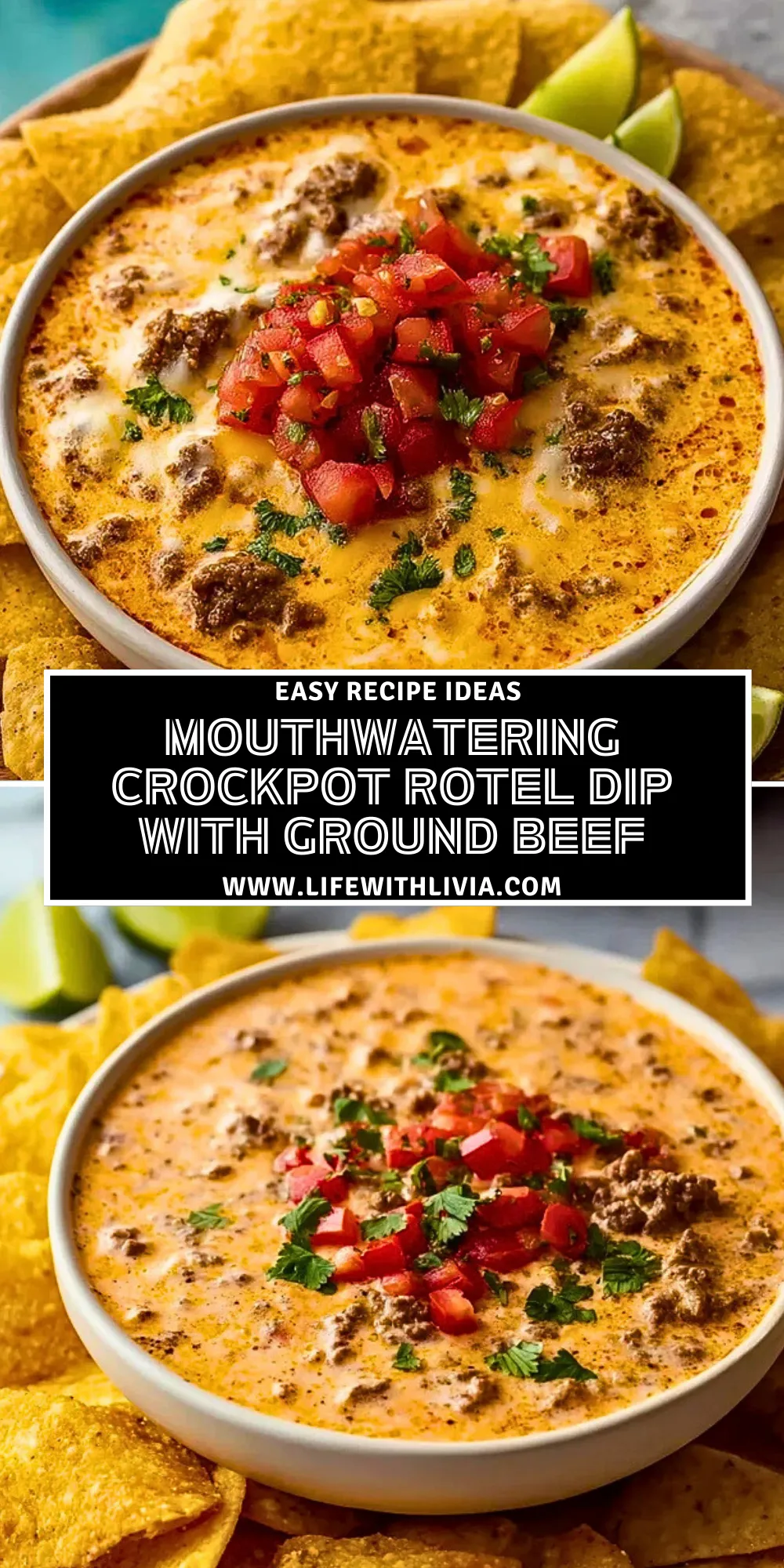 Mouthwatering Crockpot Rotel Dip With Ground Beef - Pin 1