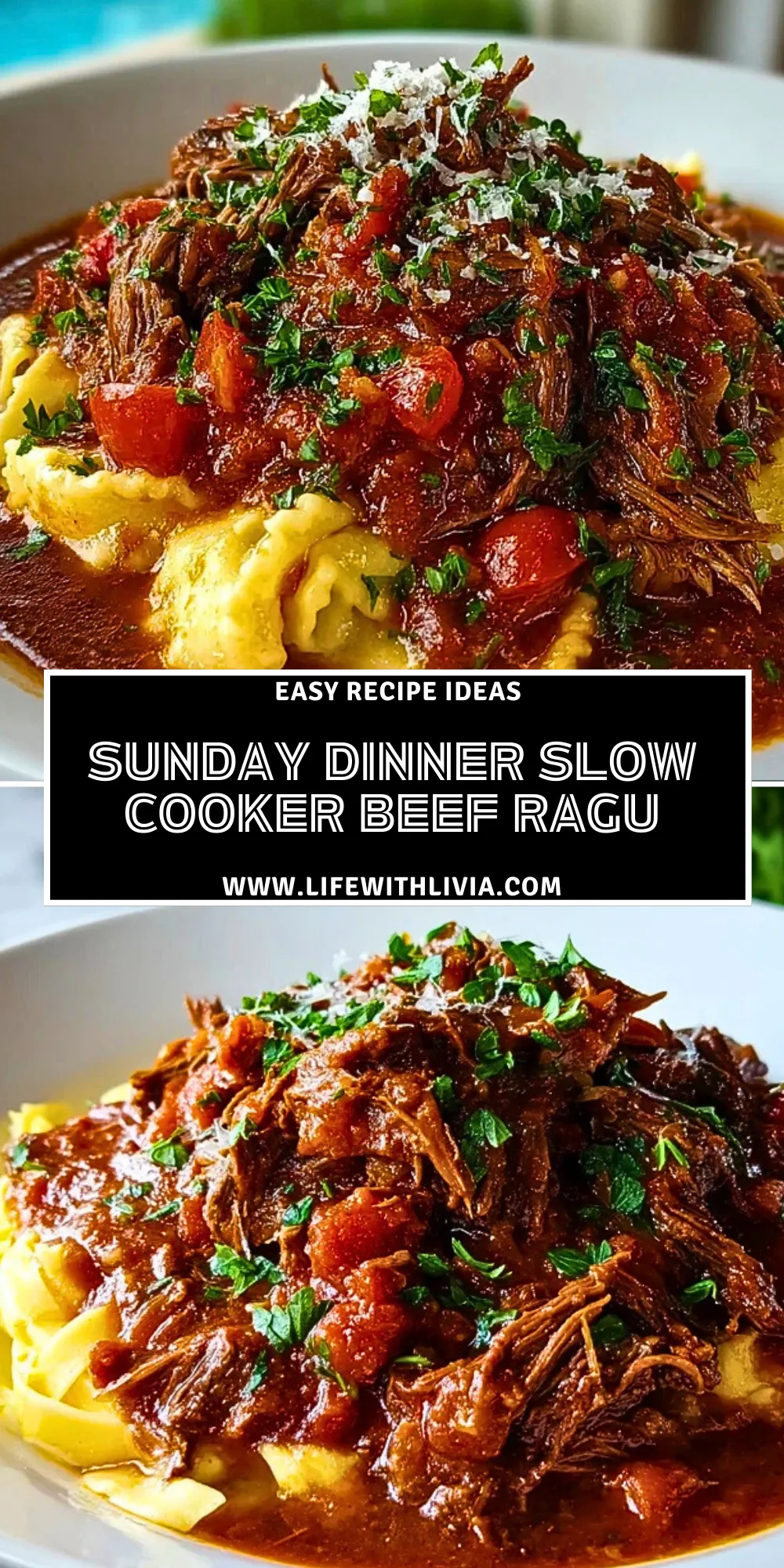 Sunday Dinner Slow Cooker Beef Ragu - Pin 1