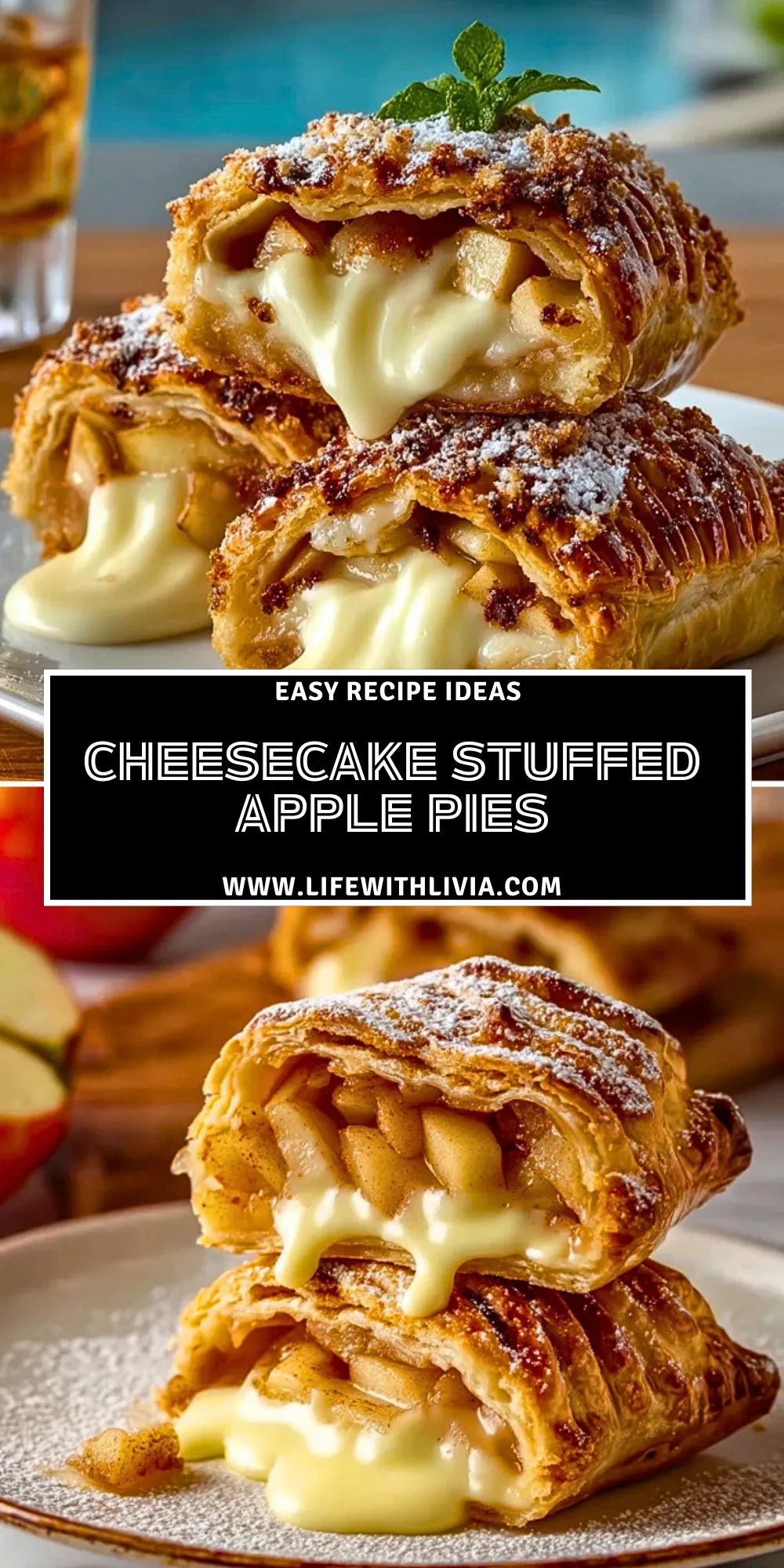 Cheesecake Stuffed Apple Pies - Pin 1
