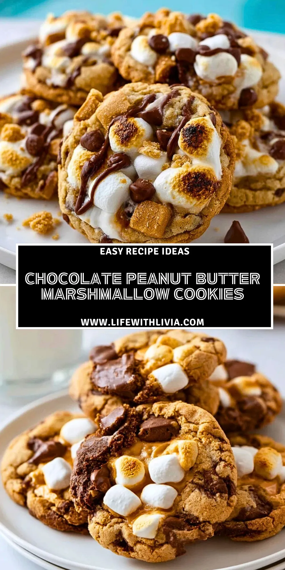 Chocolate Peanut Butter Marshmallow Cookies- Pin 1