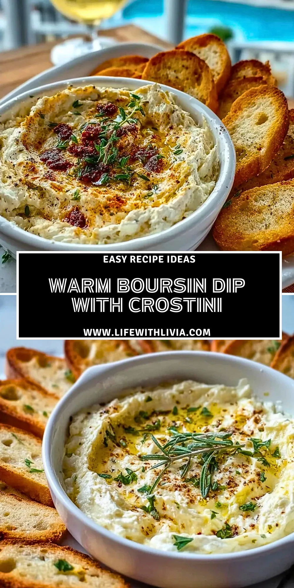 Warm Boursin Dip with Crostini- Pin 1