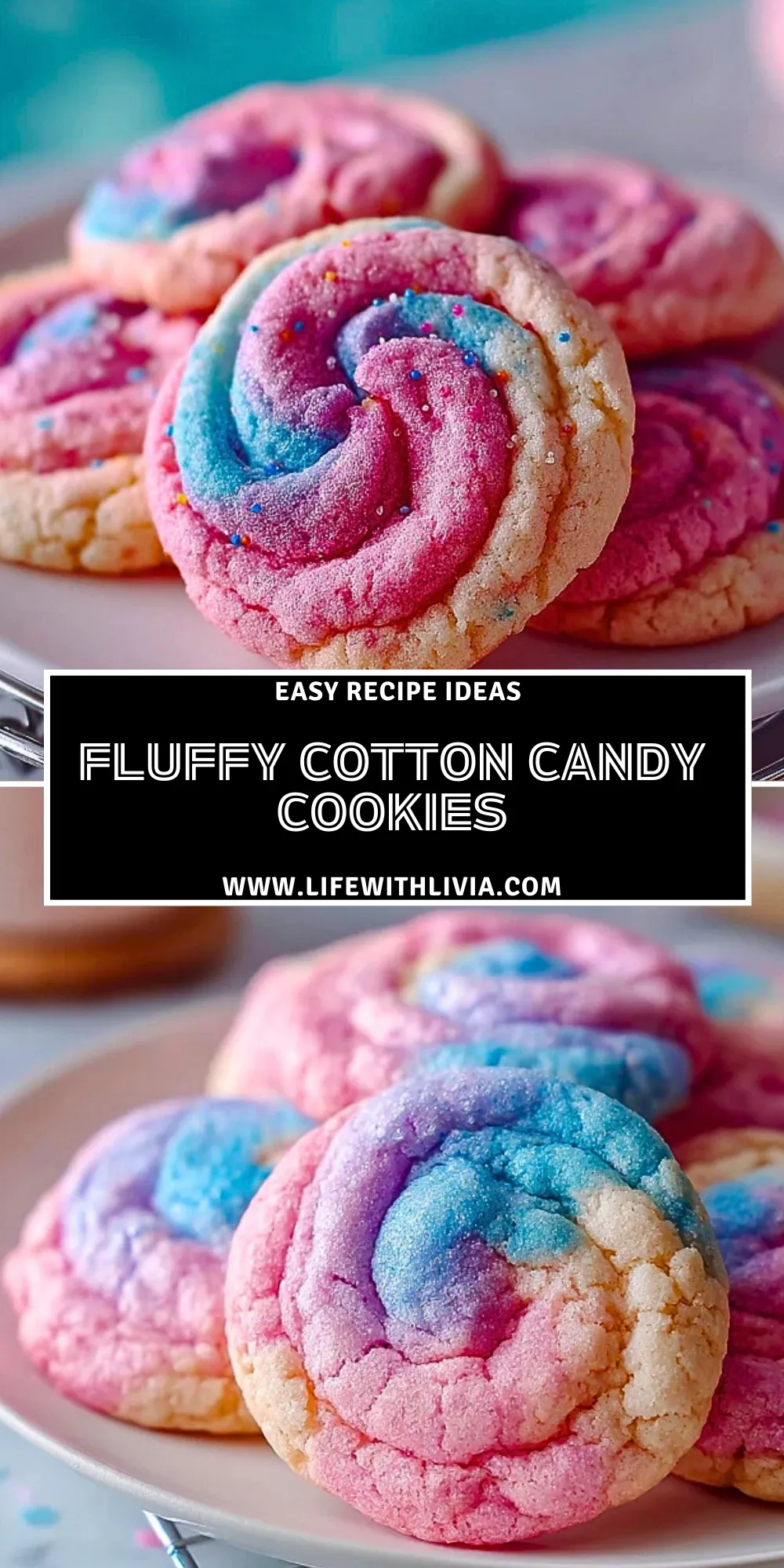 Fluffy Cotton Candy Cookies - Pin 1