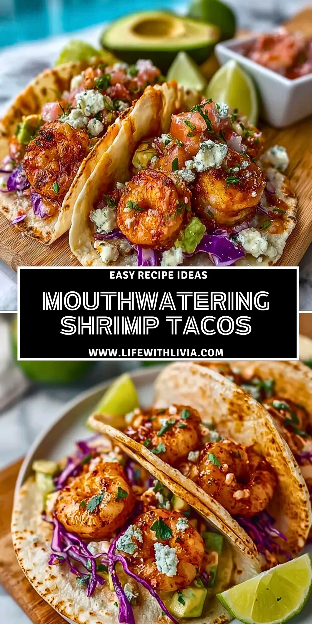 Mouthwatering Shrimp Tacos - Pin 1