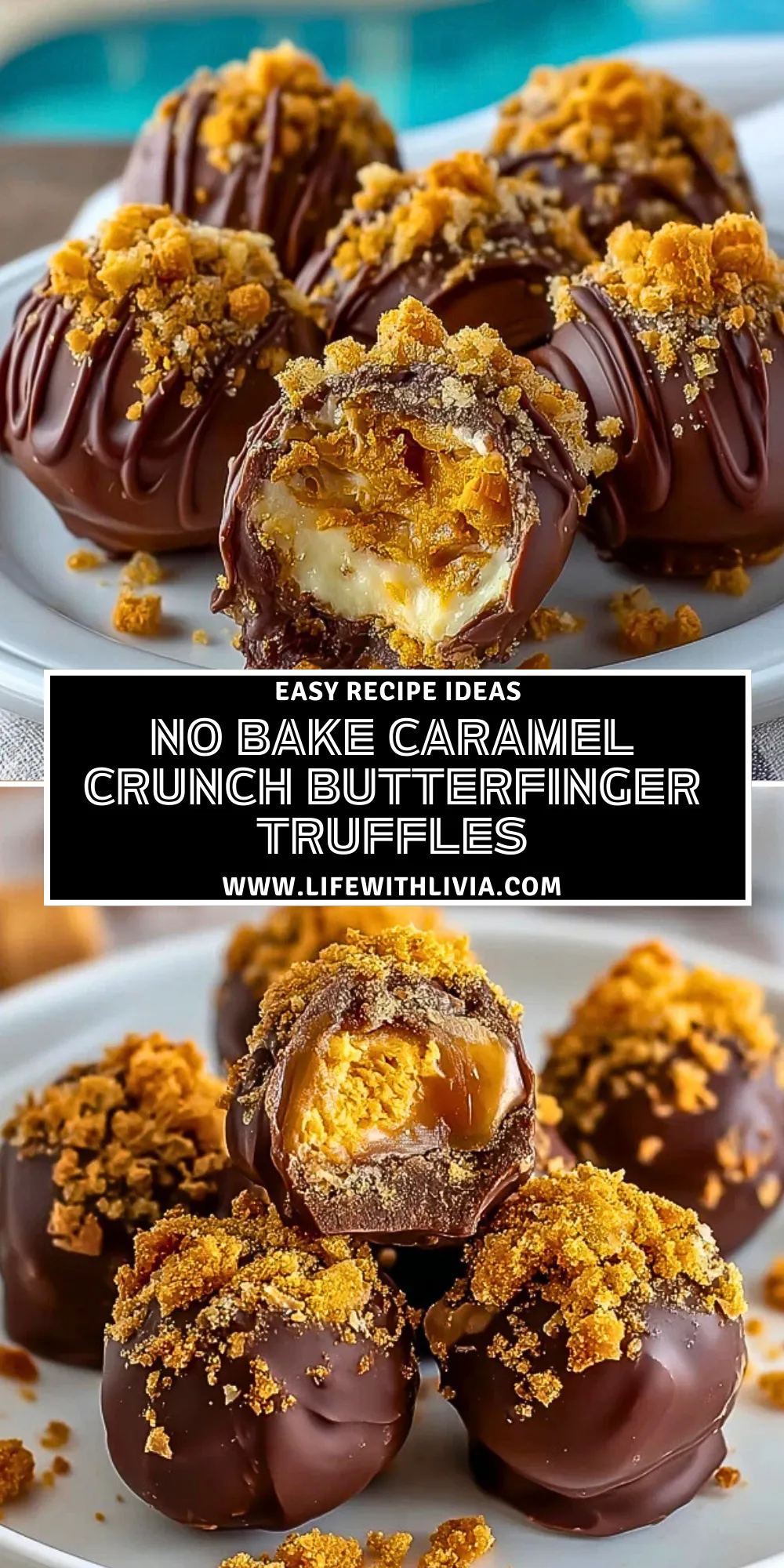 No Bake Caramel Crunch Butterfinger Truffles - Pin 1