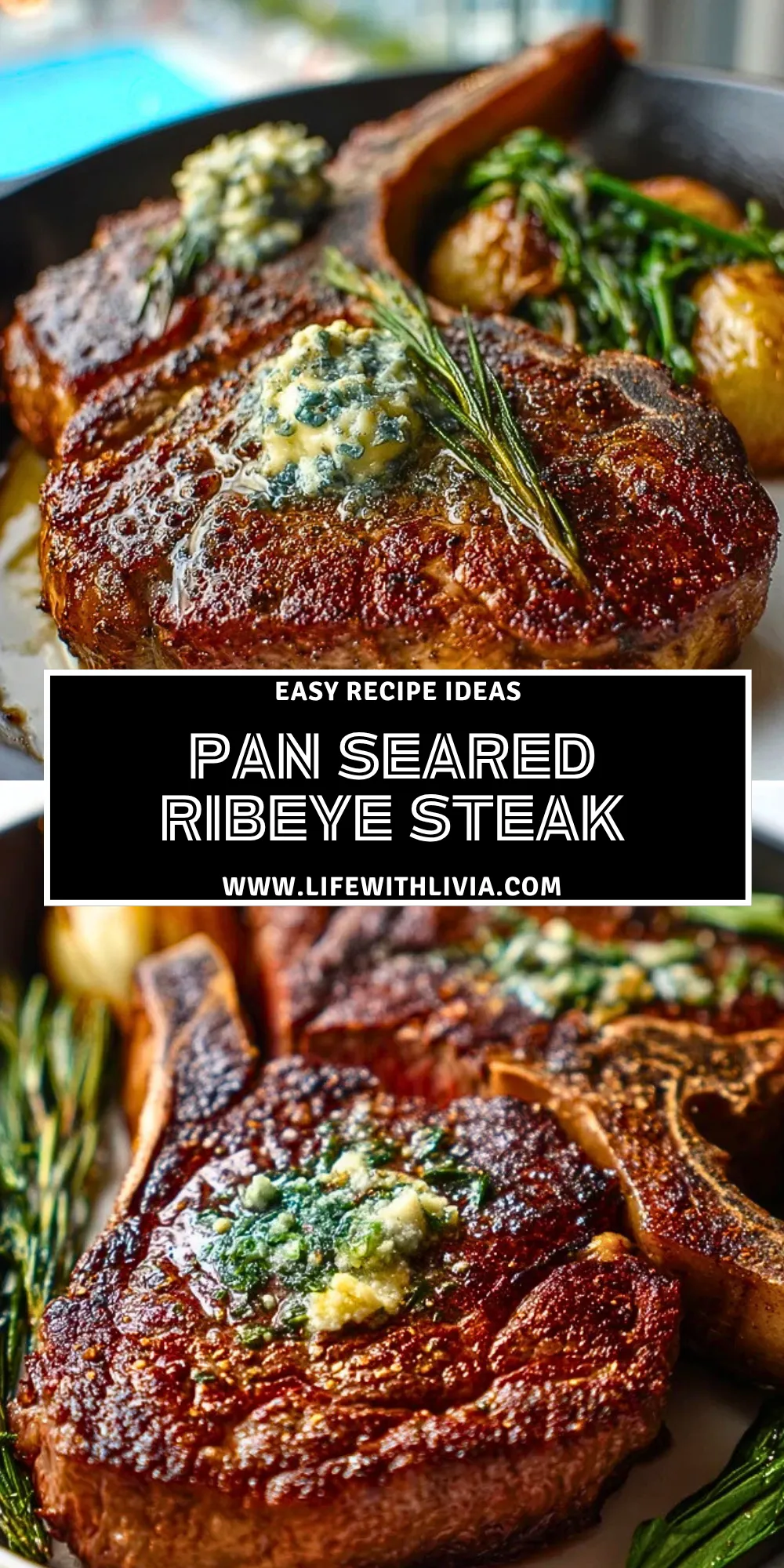 Pan Seared Ribeye Steak- Pin 1