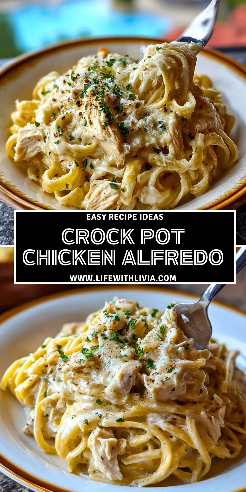 Crock Pot Chicken Alfredo - Pin 1