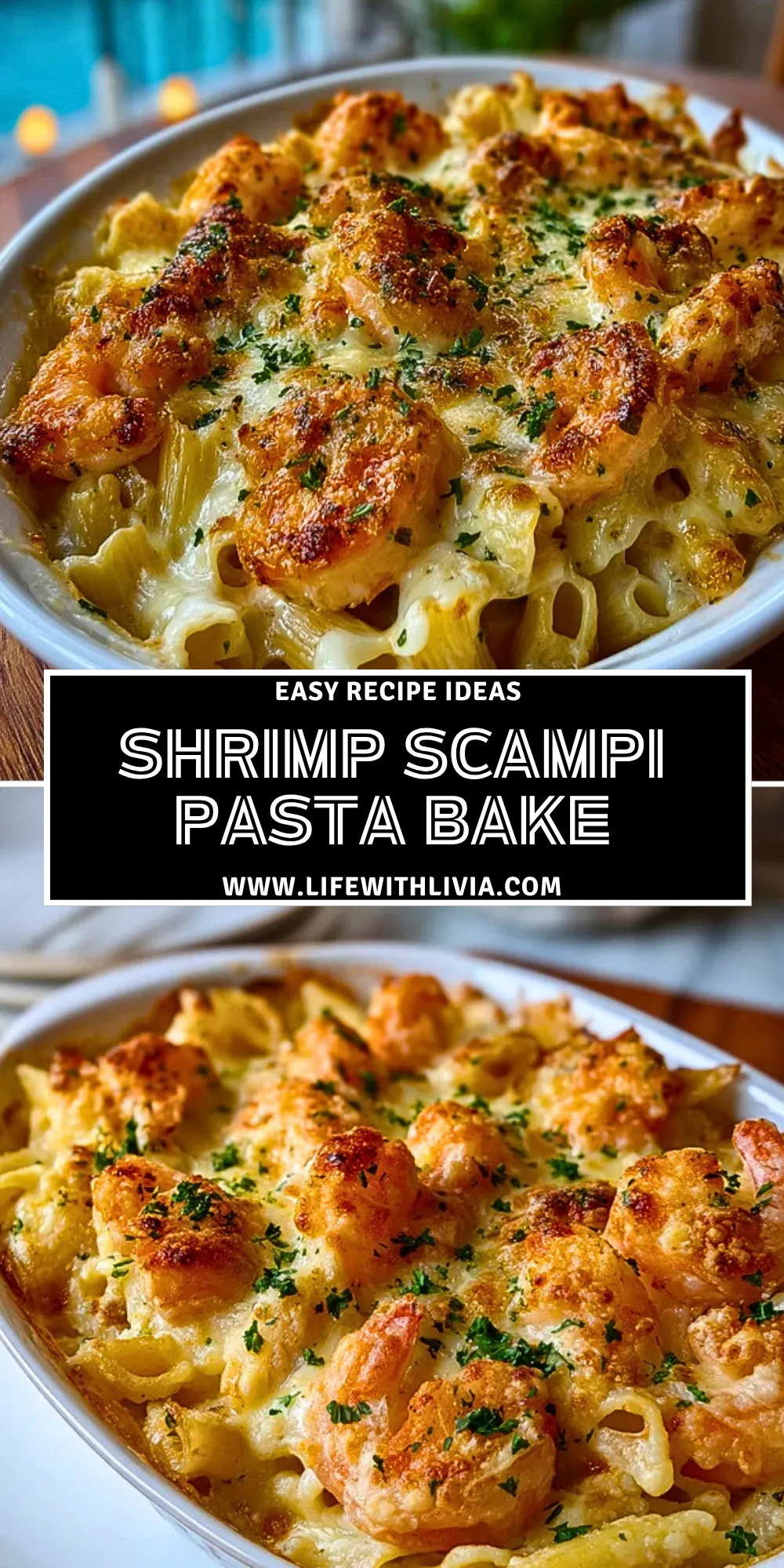 Shrimp Scampi Pasta Bake - Pin 1