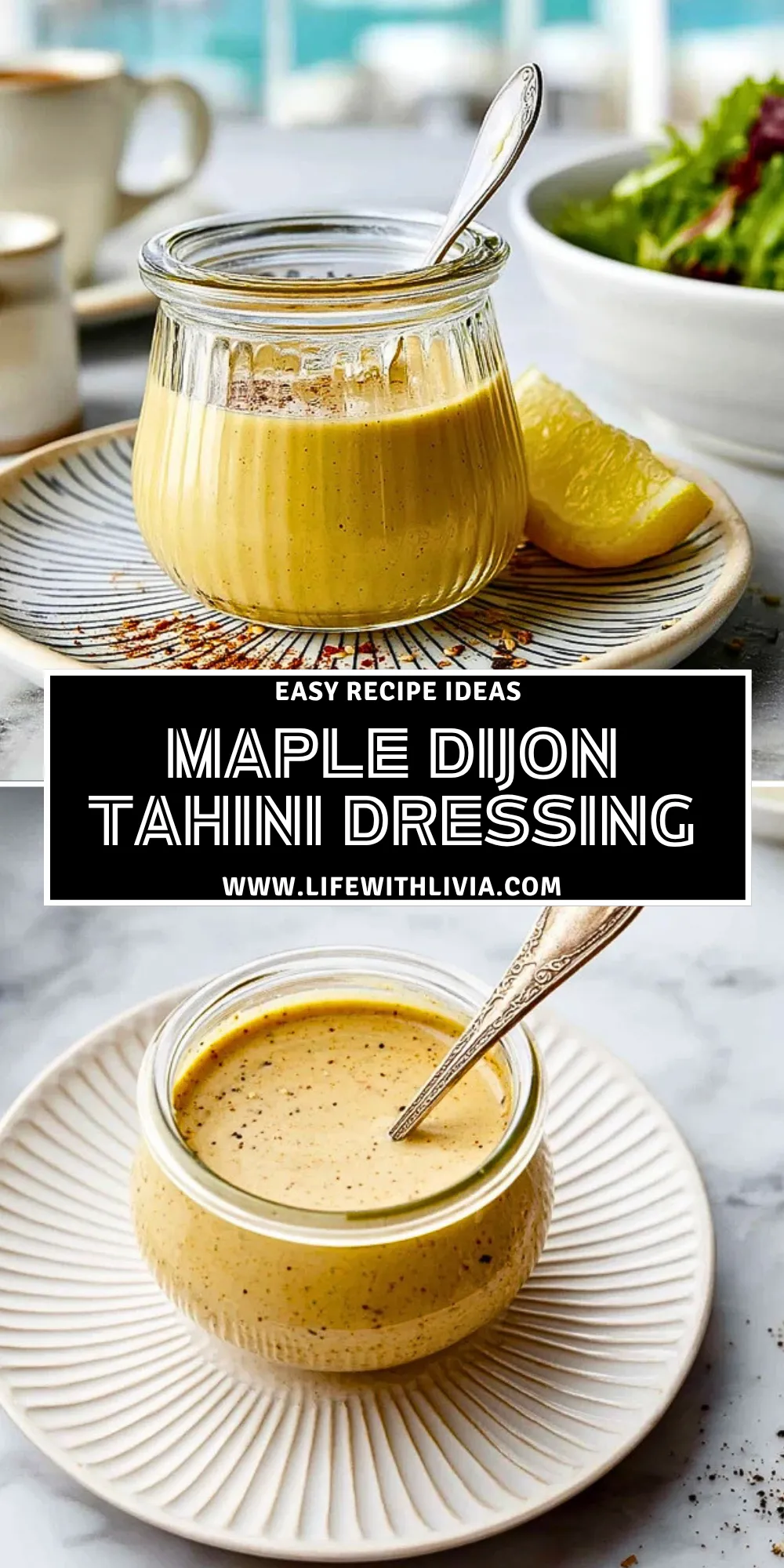 Maple Dijon Tahini Dressing - Pin 1