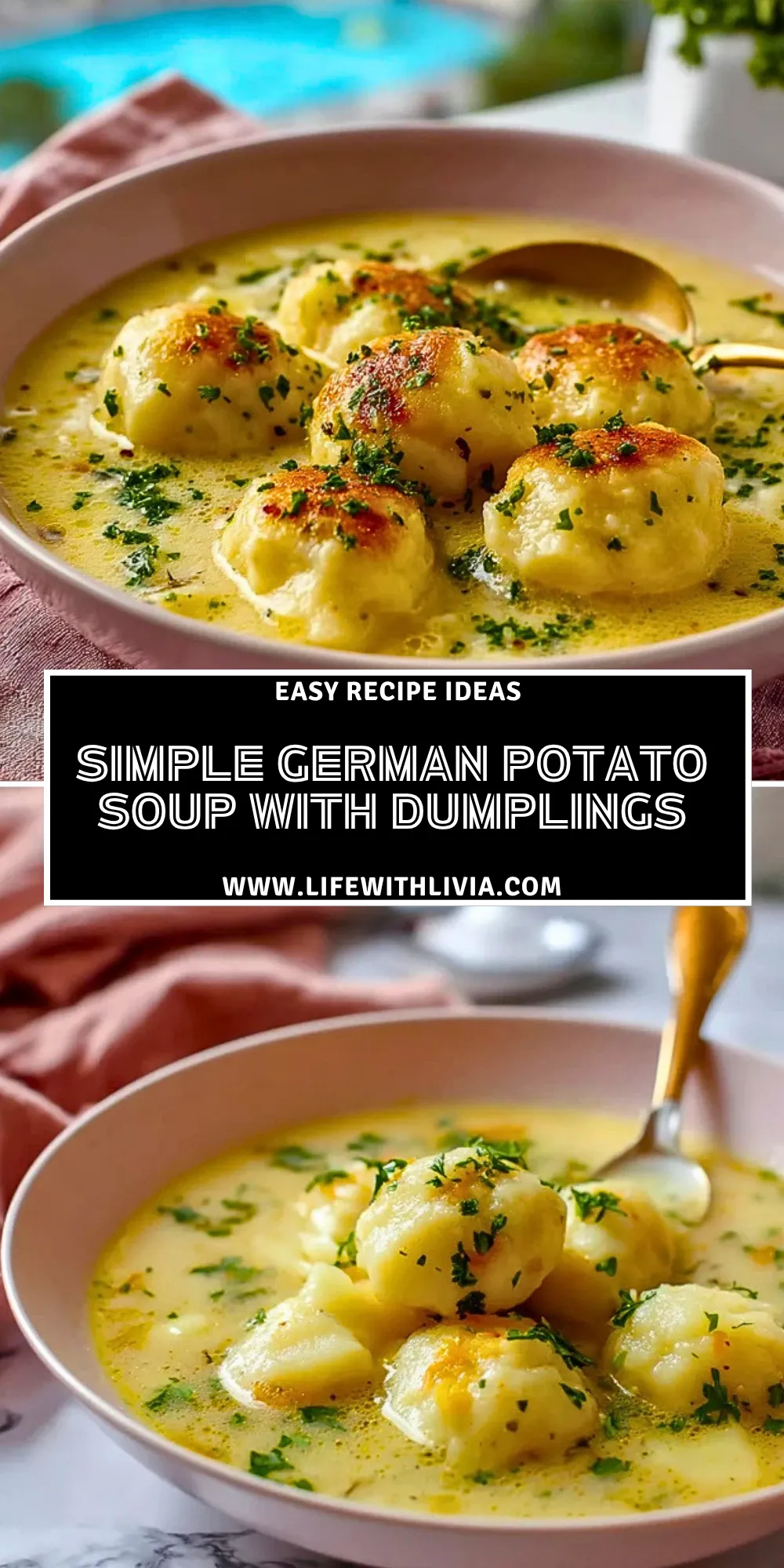Simple German Potato Soup With Dumplings - Pin 1