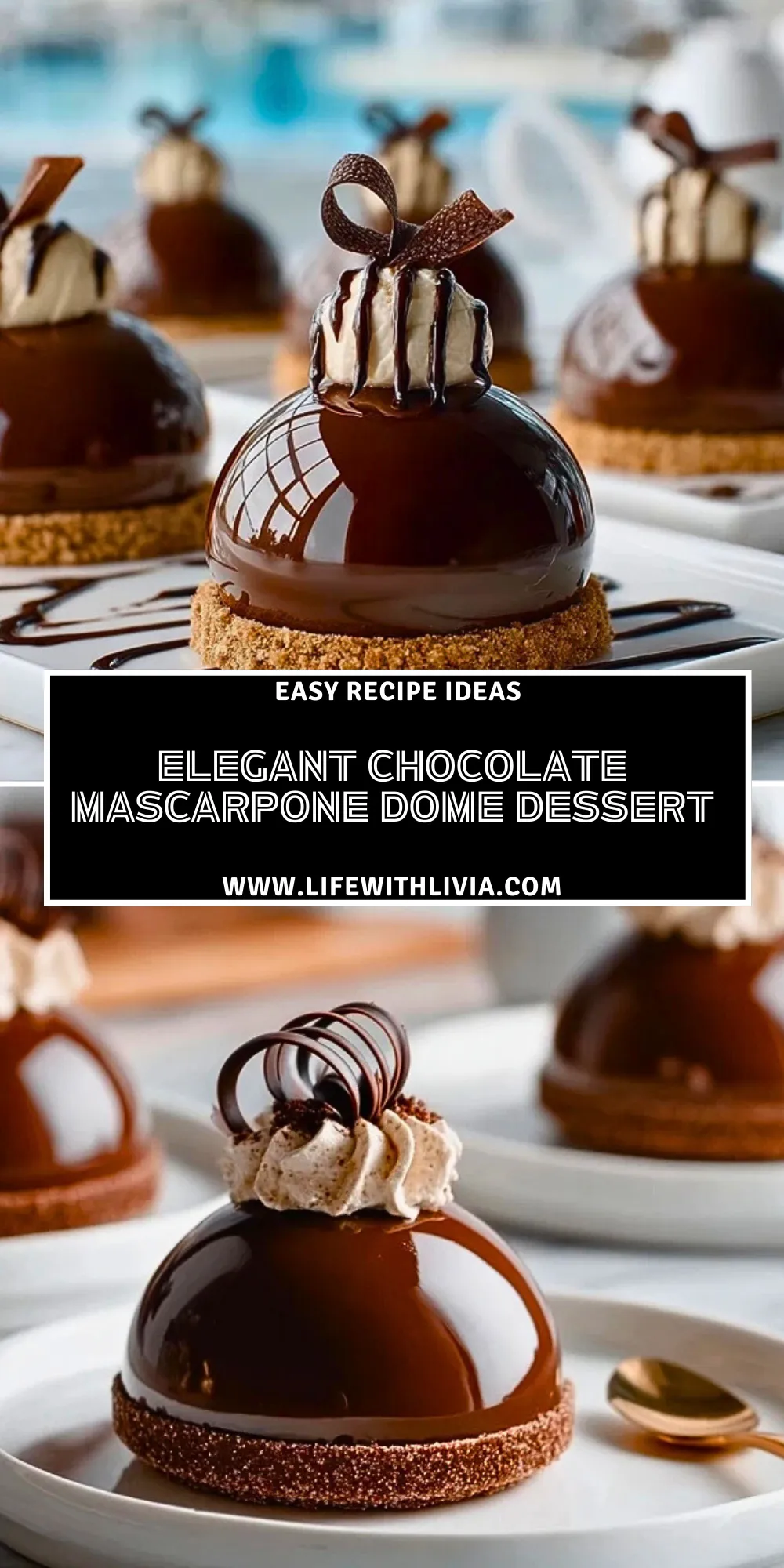 Elegant Chocolate Mascarpone Dome Dessert - Pin 1
