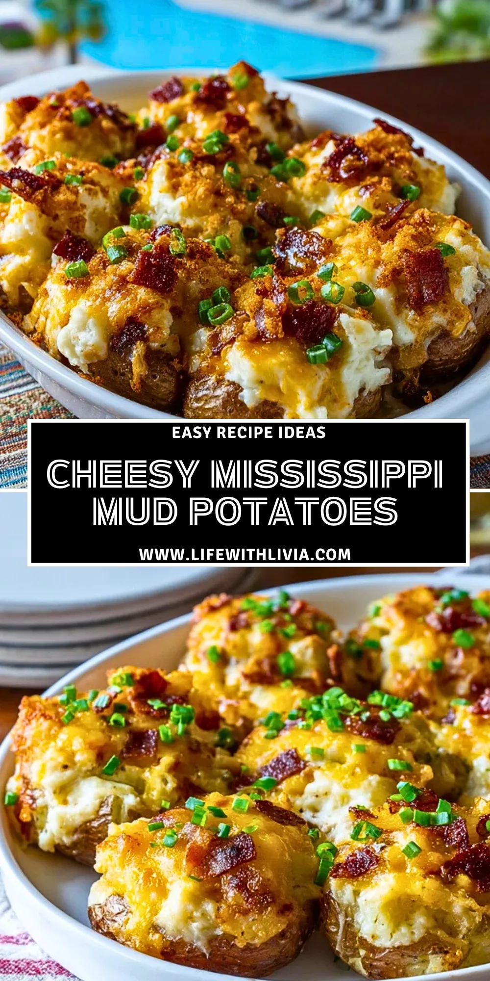Cheesy Mississippi Mud Potatoes - Pin 1