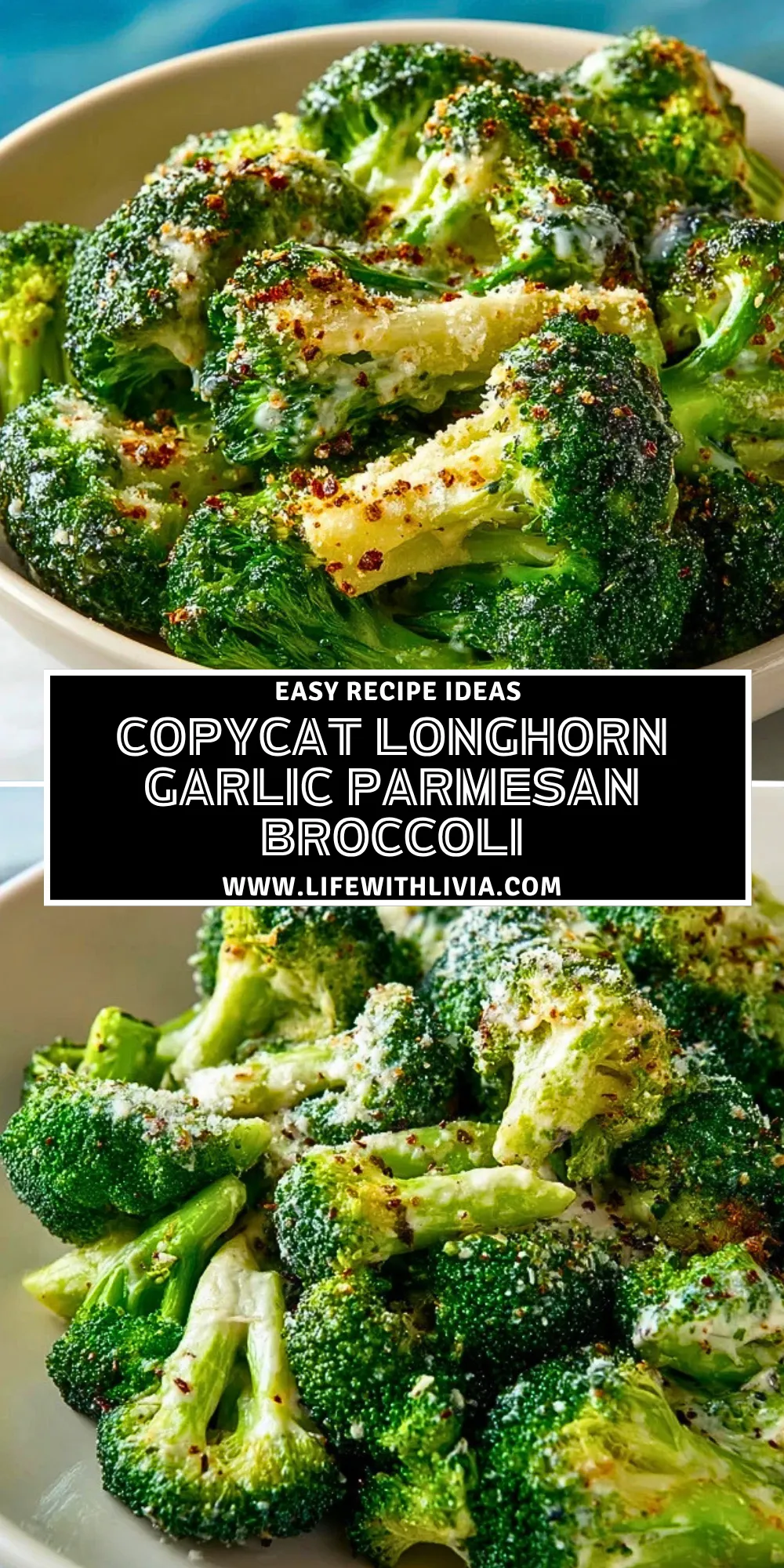 Copycat Longhorn Garlic Parmesan Broccoli - Pin 1