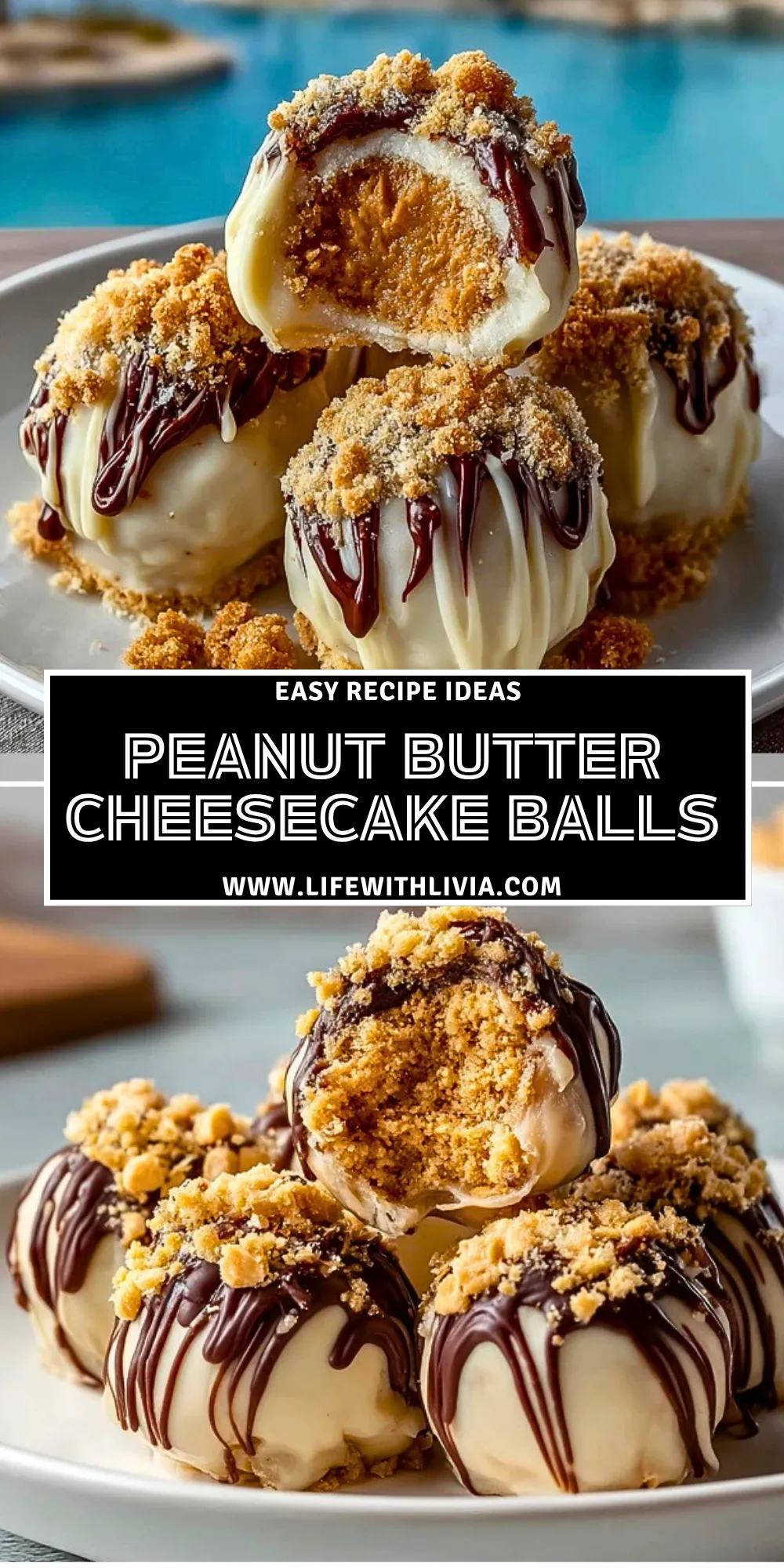 Peanut Butter Cheesecake Balls -Pin 1