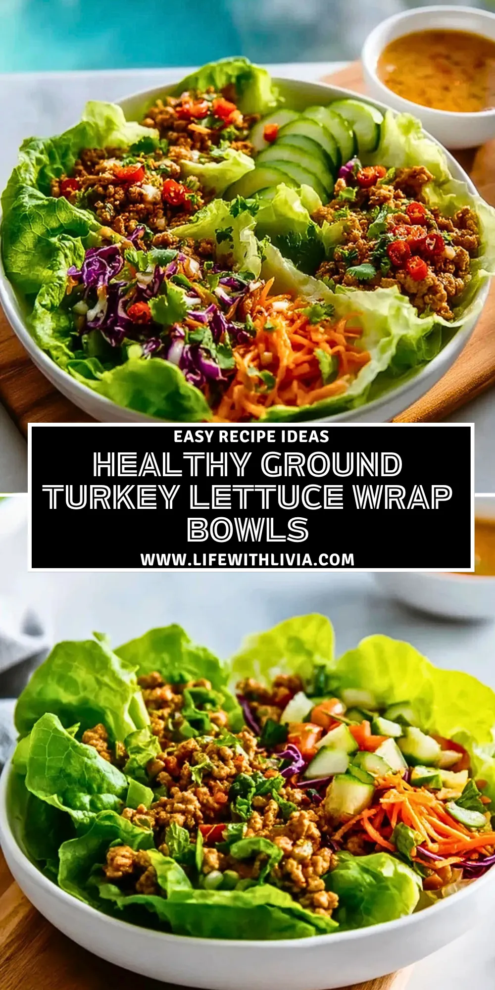Healthy Ground Turkey Lettuce Wrap Bowls - Pin 1
