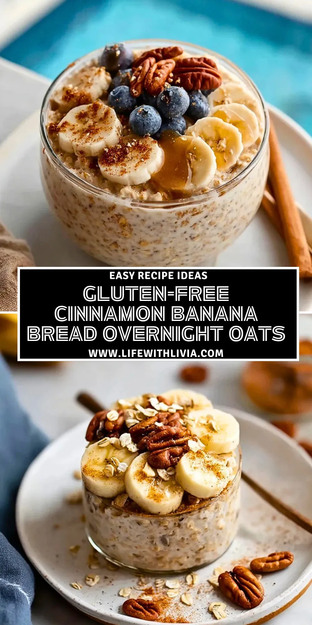 Gluten-Free Cinnamon Banana Bread Overnight Oats - Pin 1