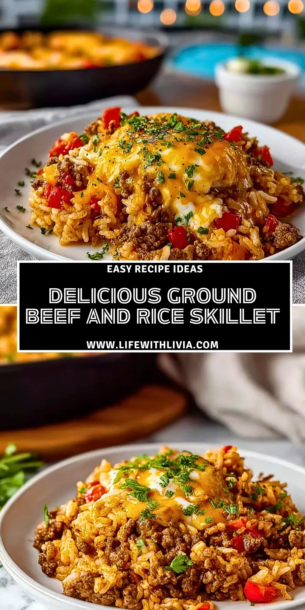 Delicious Ground Beef And Rice Skillet- Pin 1