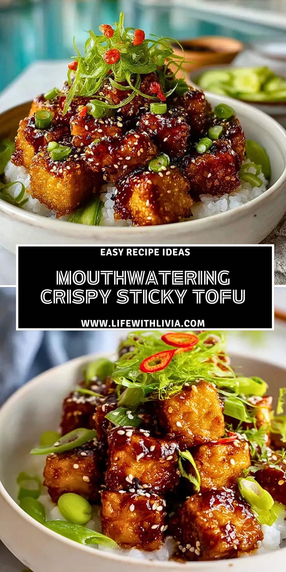 Mouthwatering Crispy Sticky Tofu- Pin 1